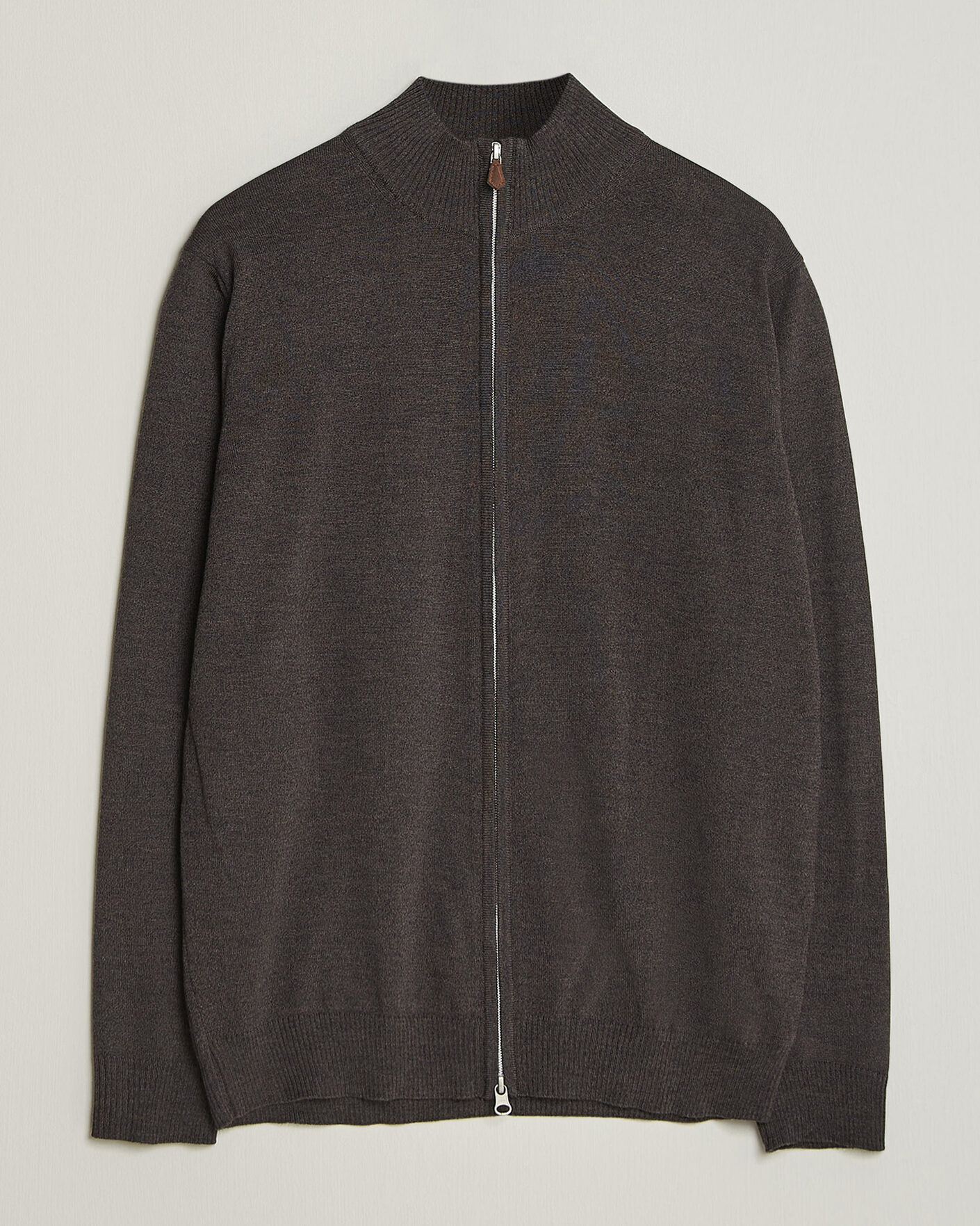 Herre | Gensere | Stenströms | Merino Full Zip Dark Brown