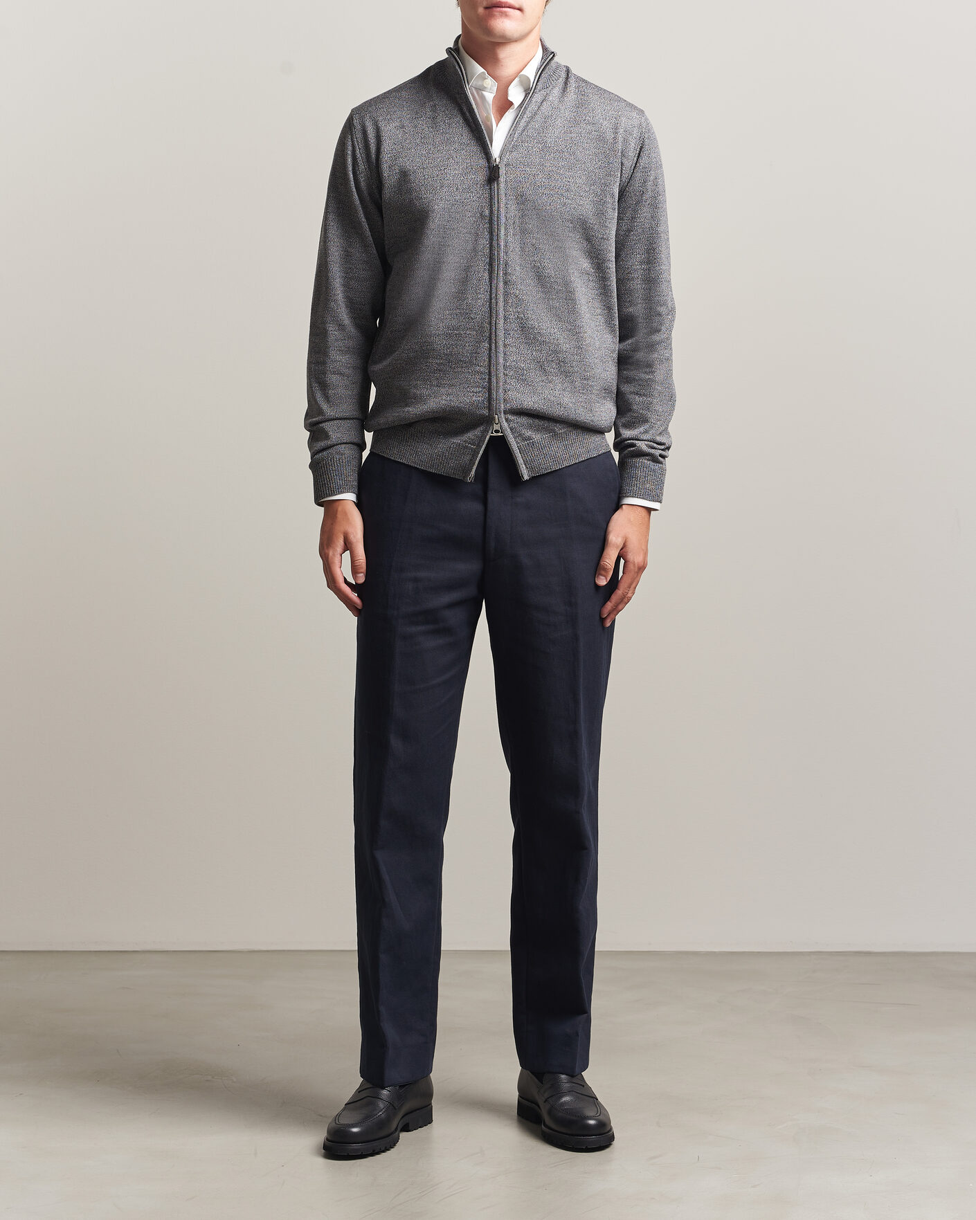 Herre | Gensere | Stenströms | Merino Full Zip Grey