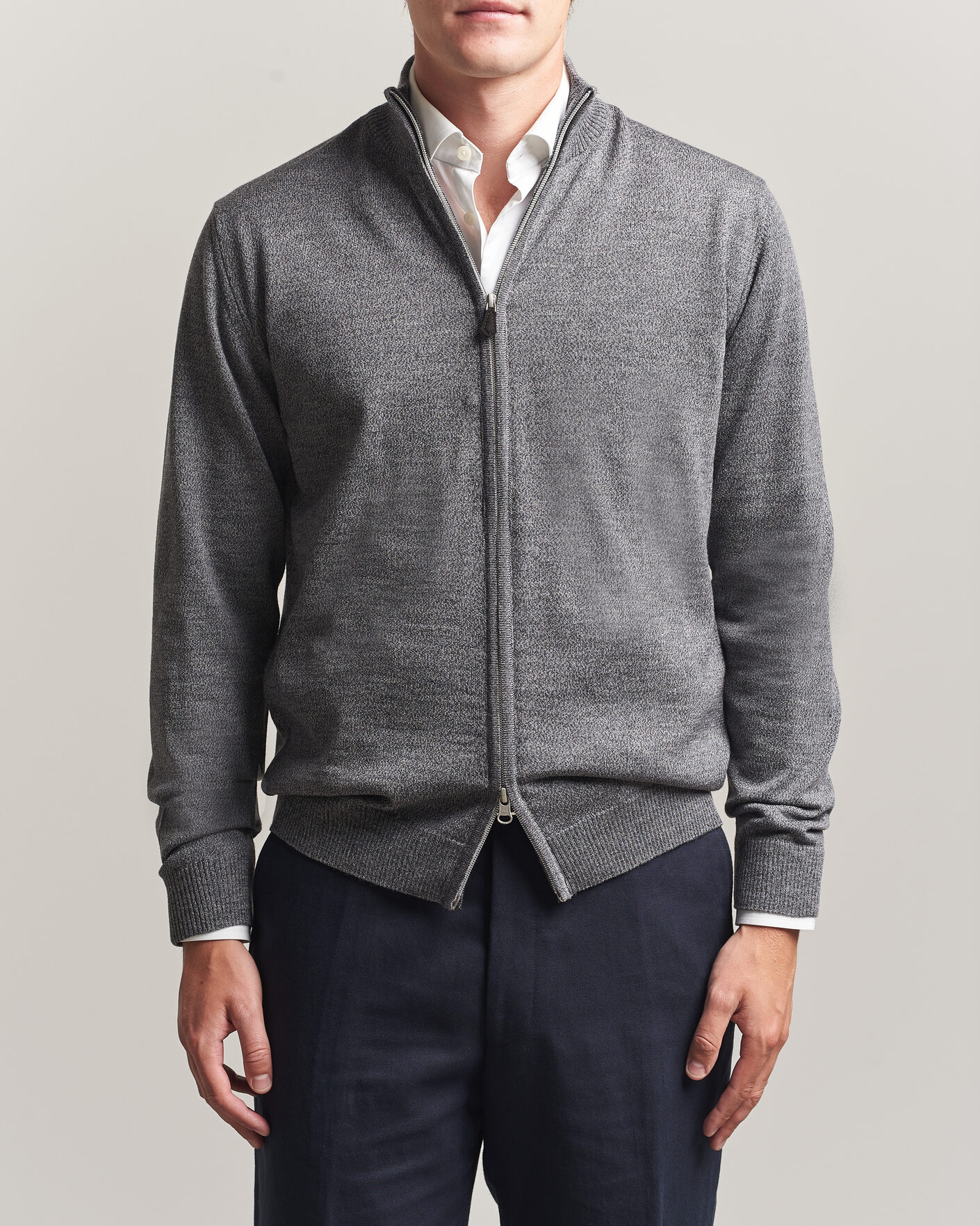 Herre | Gensere | Stenströms | Merino Full Zip Grey