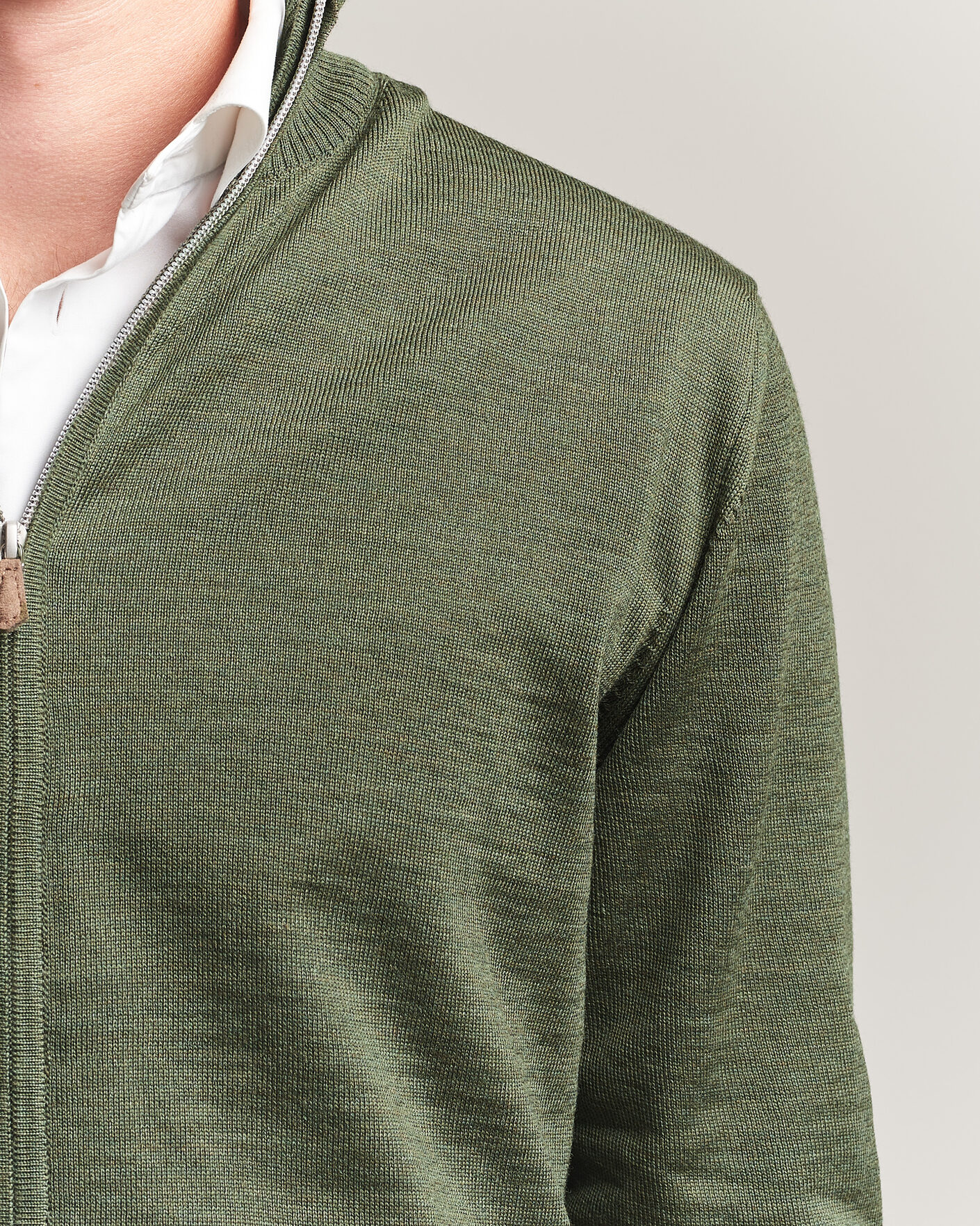 Herre | Gensere | Stenströms | Merino Full Zip Green