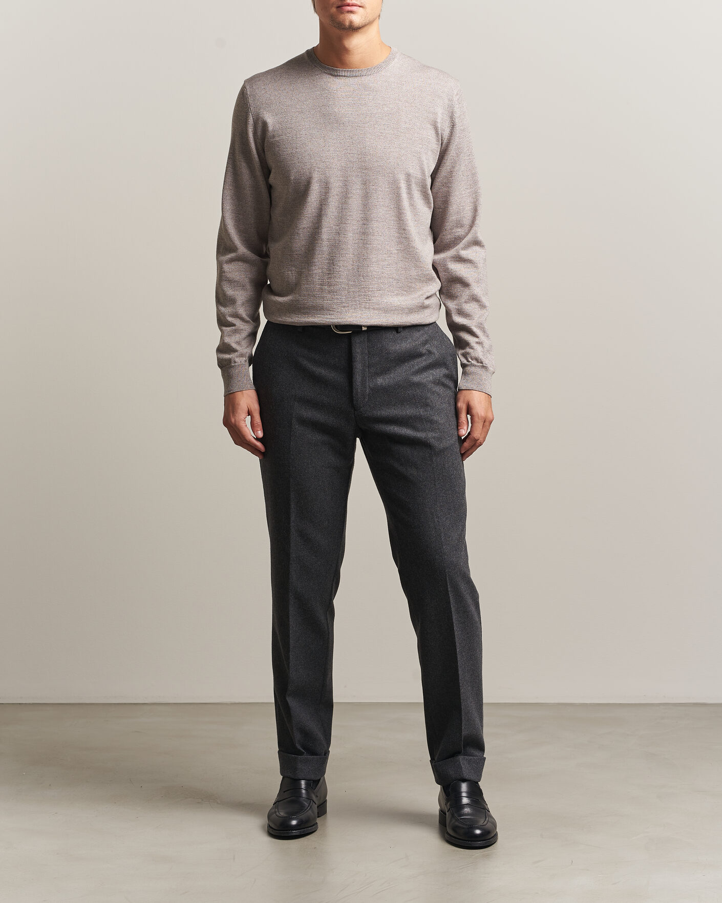Herre | Gensere | Stenströms | Merino Patch Crew Neck Beige