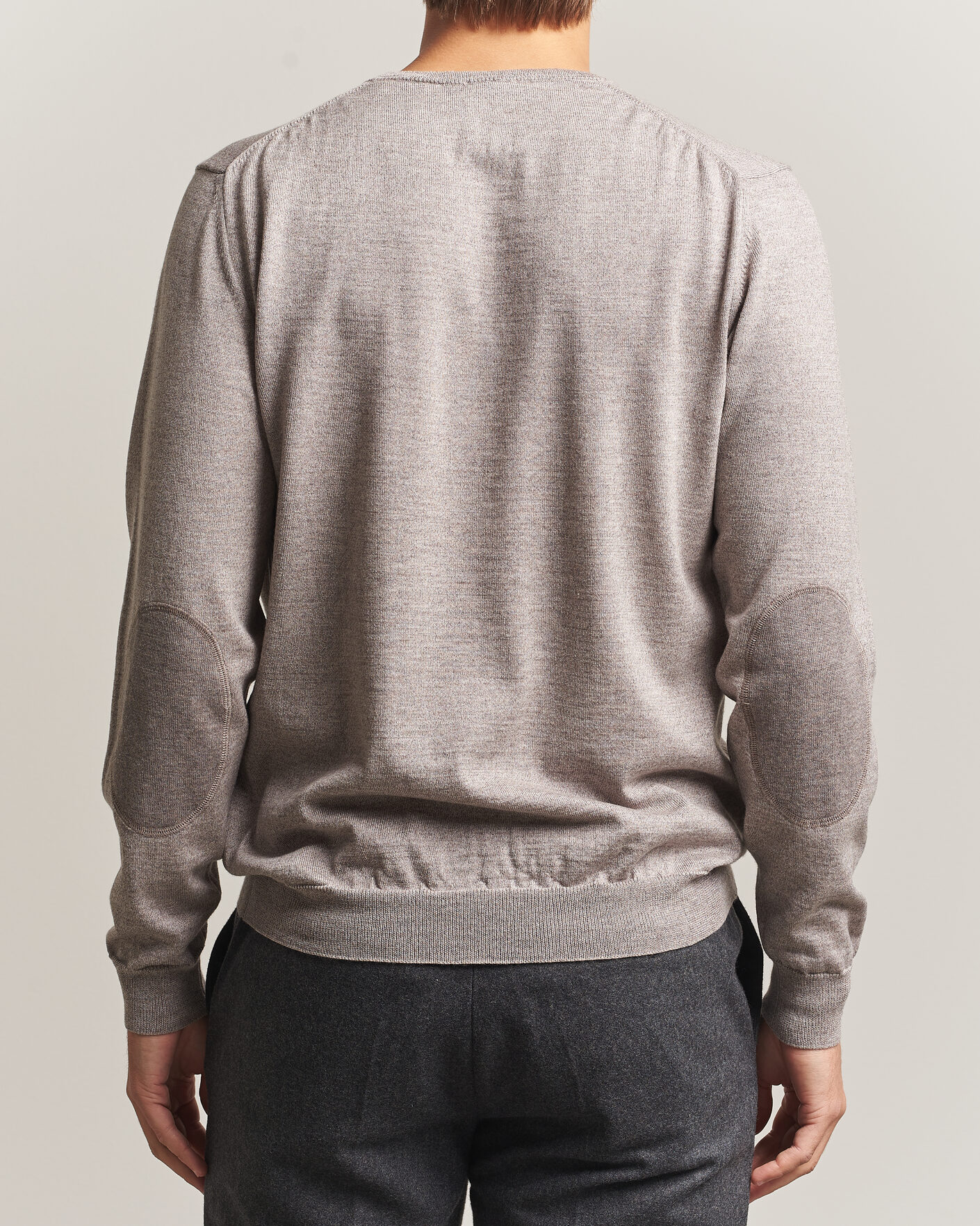 Herre | Gensere | Stenströms | Merino Patch Crew Neck Beige