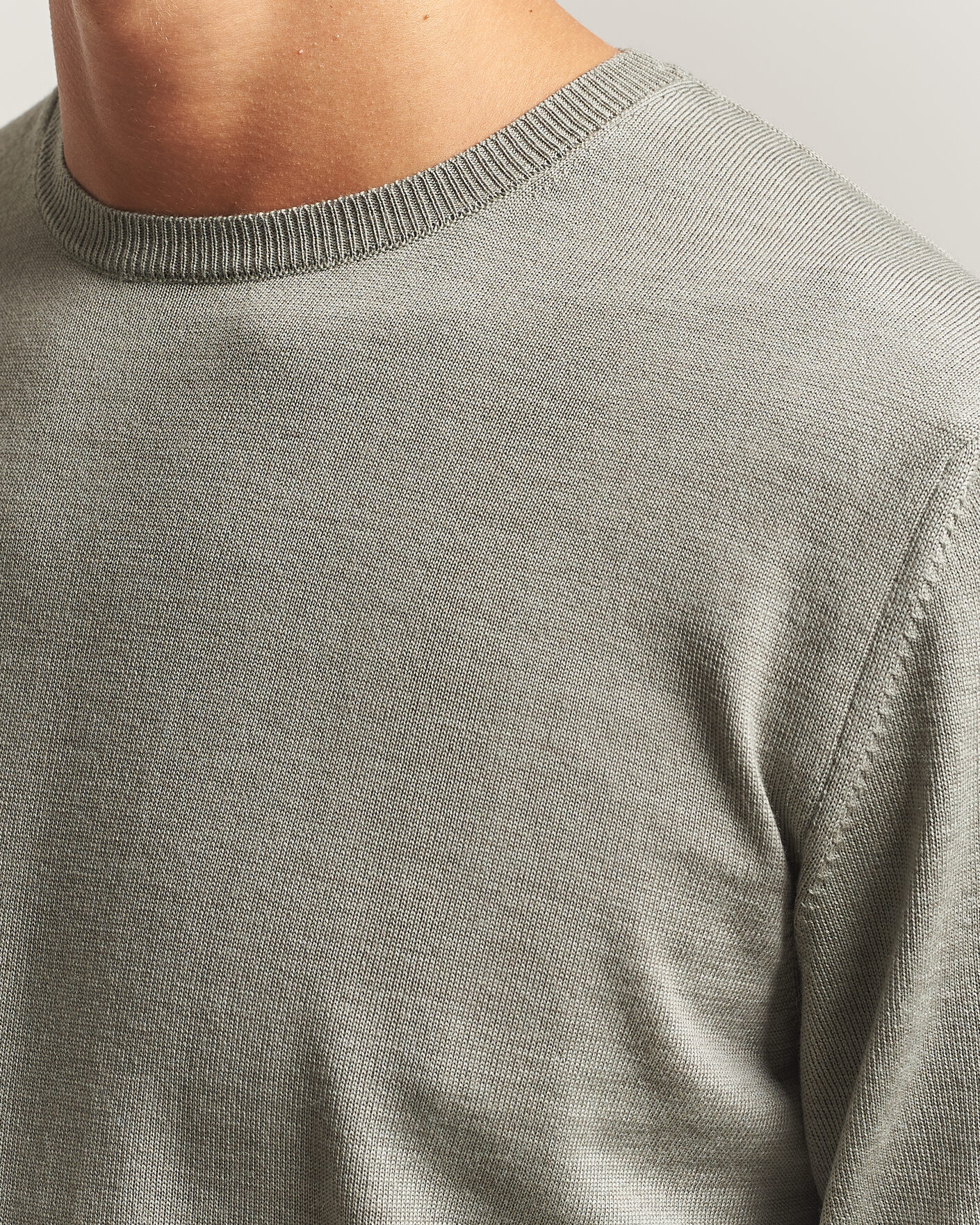 Herre | Gensere | Stenströms | Merino Patch Crew Neck Green/Grey