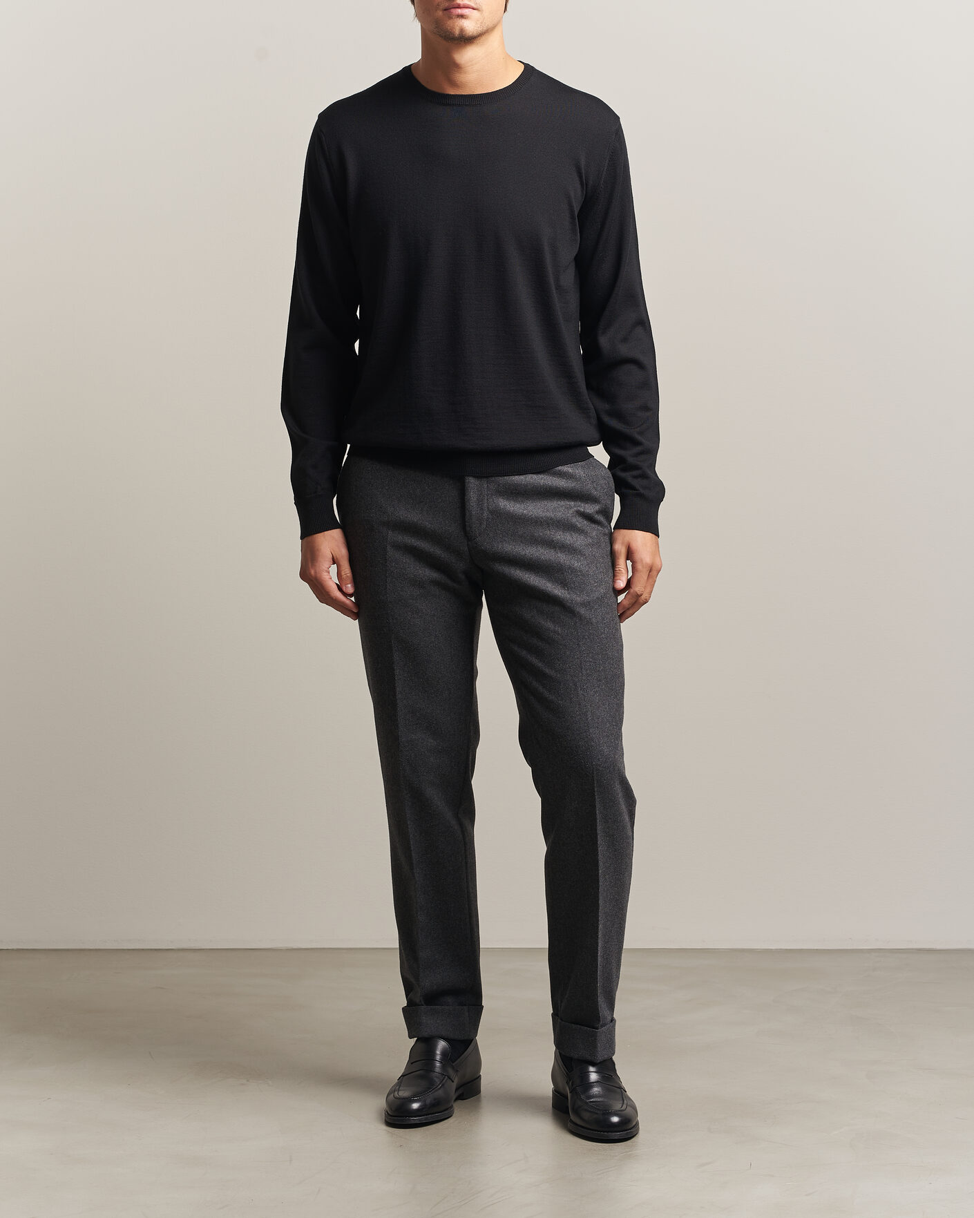 Herre | Gensere | Stenströms | Merino Patch Crew Neck Black
