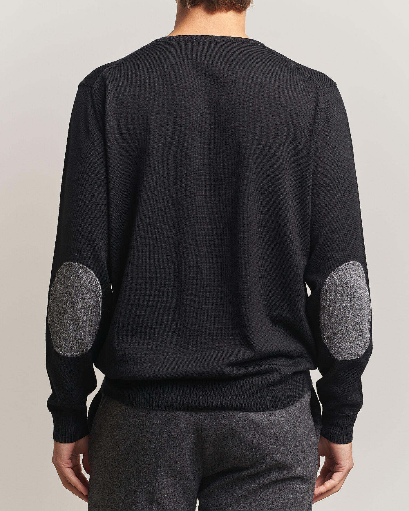 Herre | Gensere | Stenströms | Merino Patch Crew Neck Black