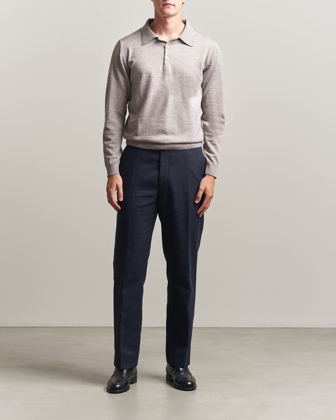 Herre | Gensere | Stenströms | Merino Polo Beige