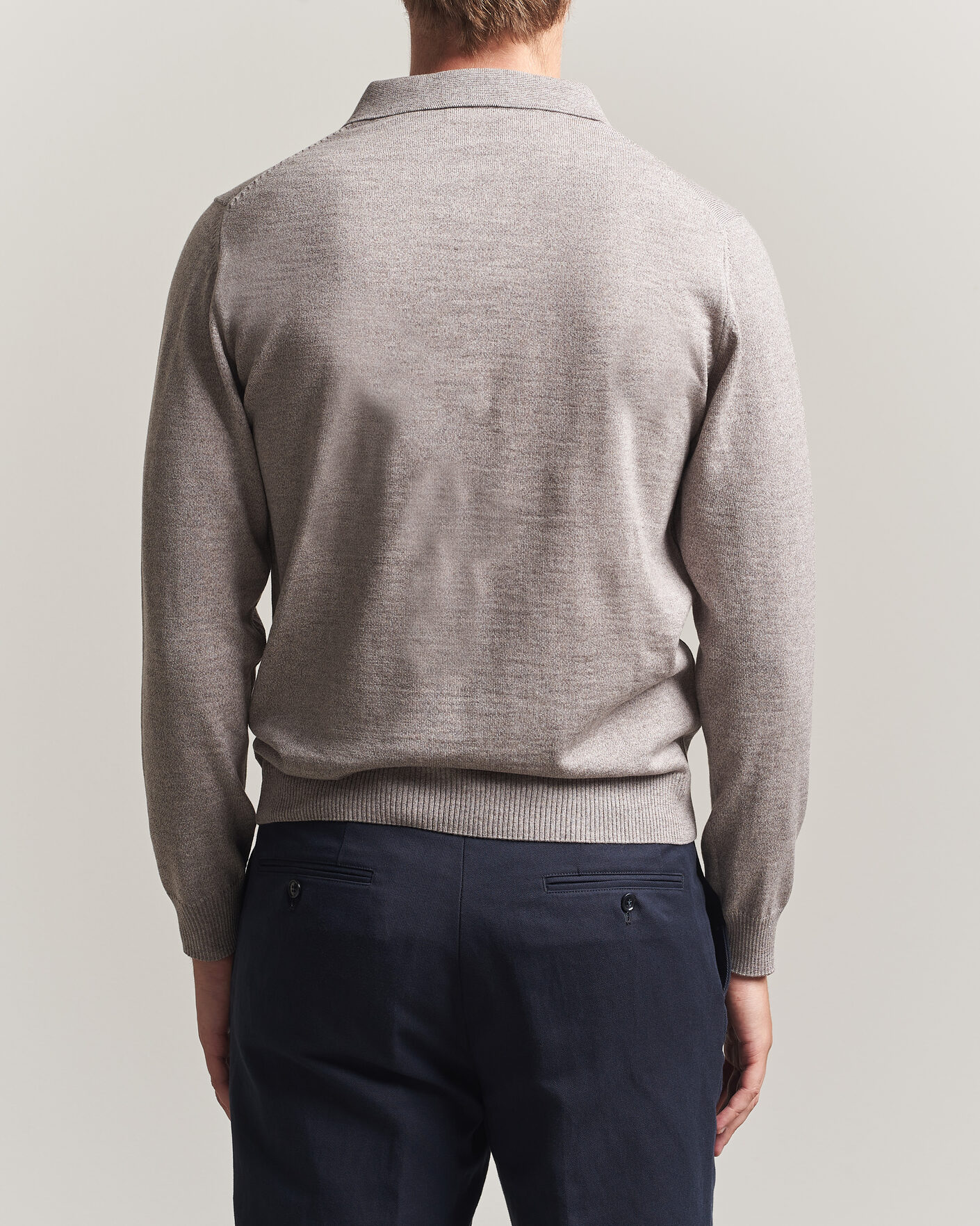 Herre | Gensere | Stenströms | Merino Polo Beige