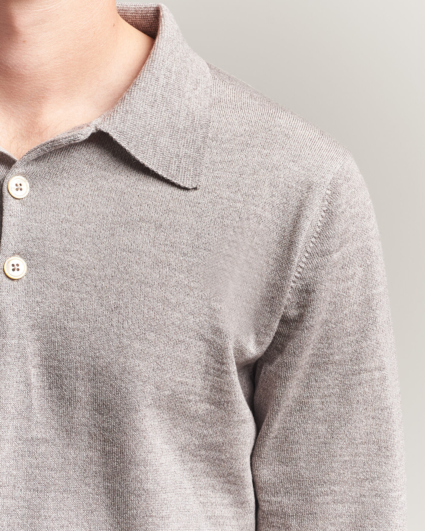 Herre | Gensere | Stenströms | Merino Polo Beige