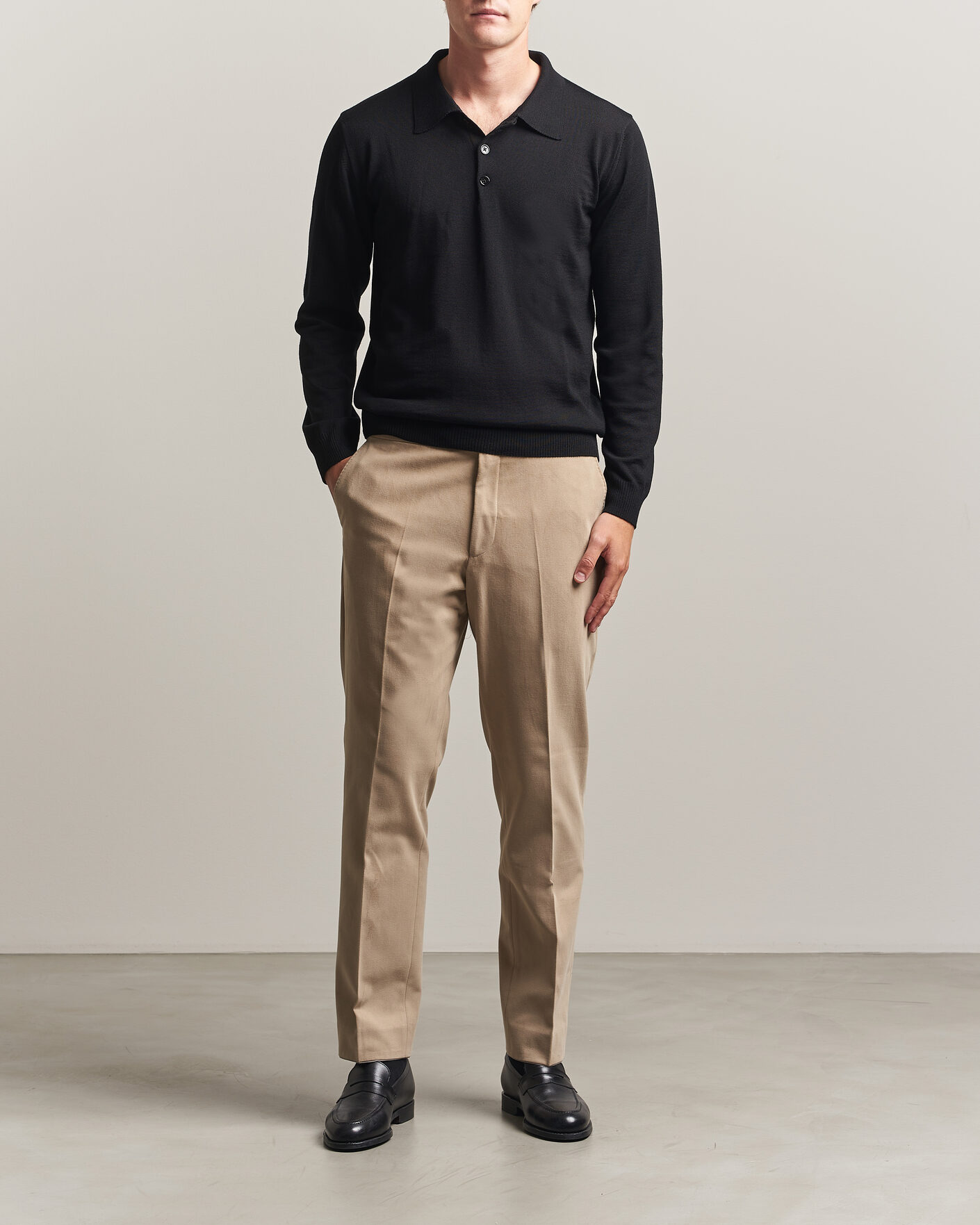 Herre | Gensere | Stenströms | Merino Polo Black