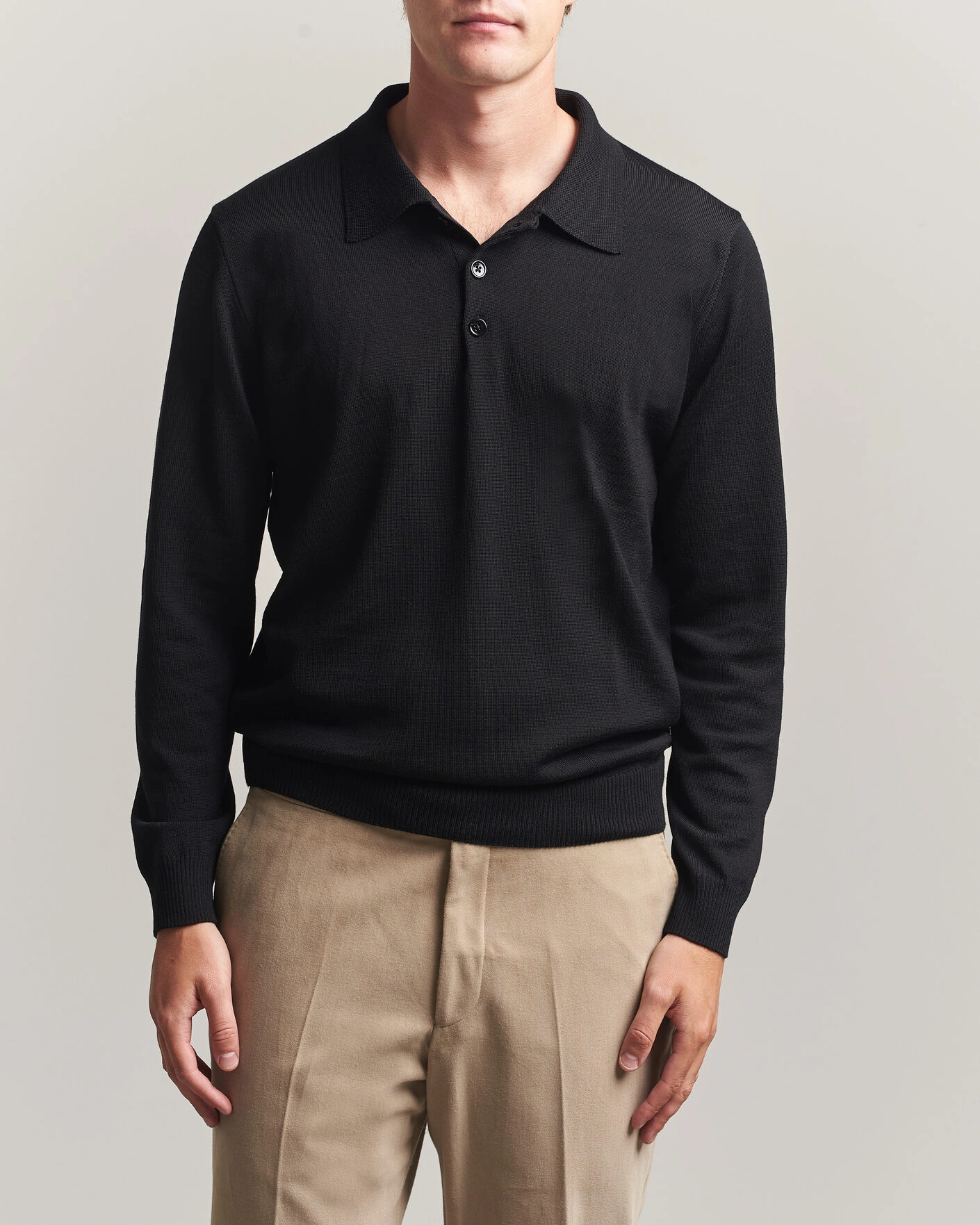 Herre | Gensere | Stenströms | Merino Polo Black