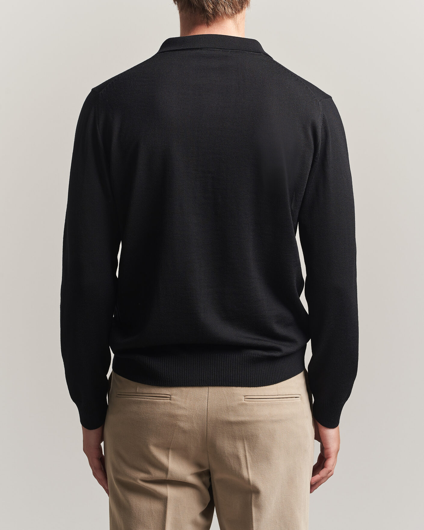 Herre | Gensere | Stenströms | Merino Polo Black