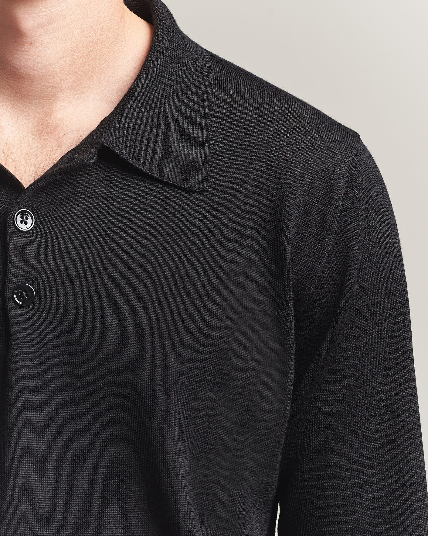 Herre | Gensere | Stenströms | Merino Polo Black