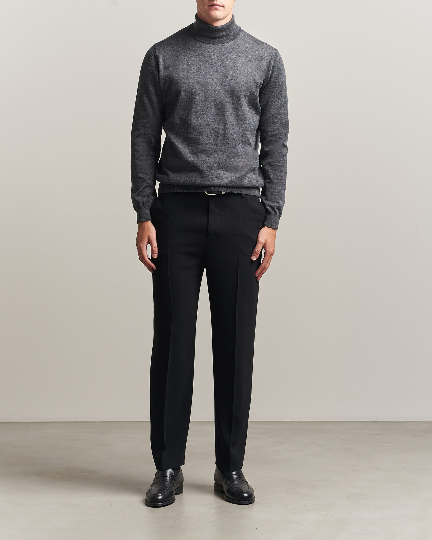 Herre | Gensere | Stenströms | Merino Rollneck Dark Grey