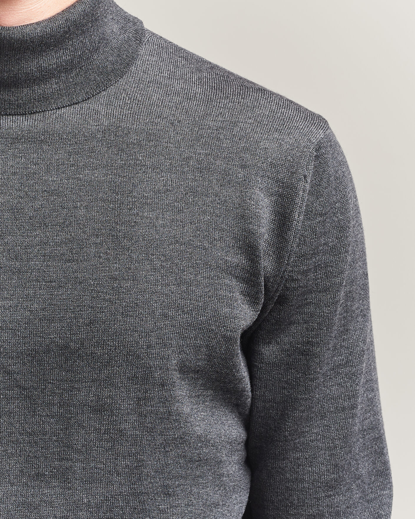 Herre | Gensere | Stenströms | Merino Rollneck Dark Grey