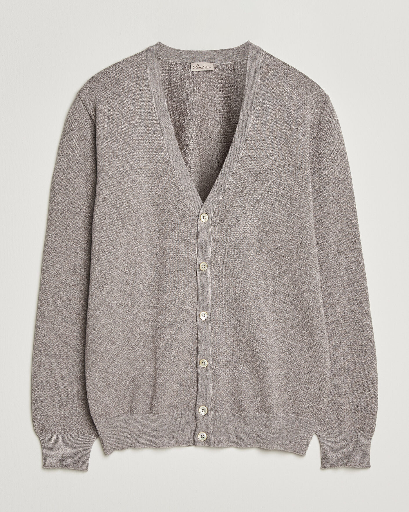 Herre | Gensere | Stenströms | Merino Jaquard Cardigan Beige