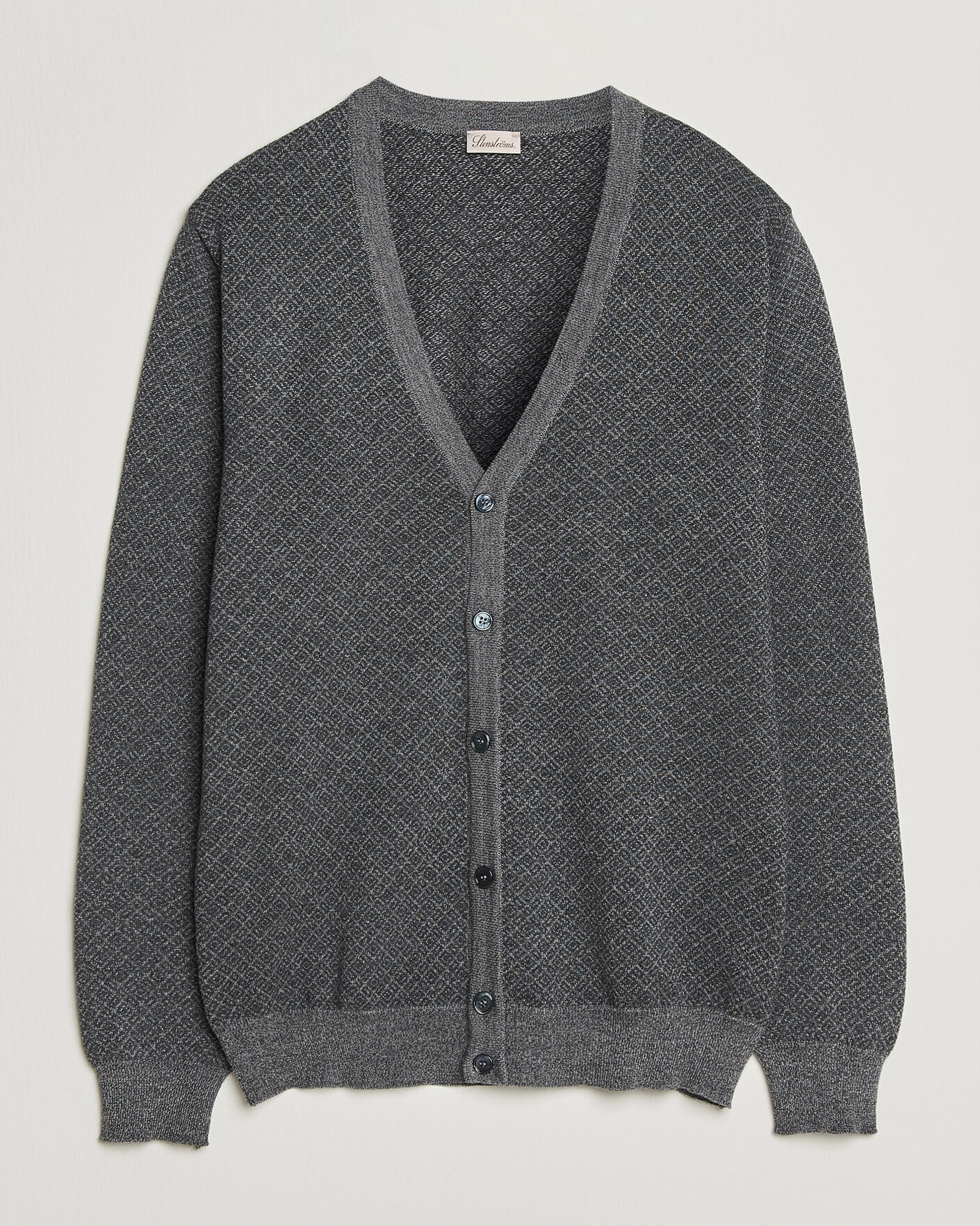 Herre | Gensere | Stenströms | Merino Jaquard Cardigan Dark Grey