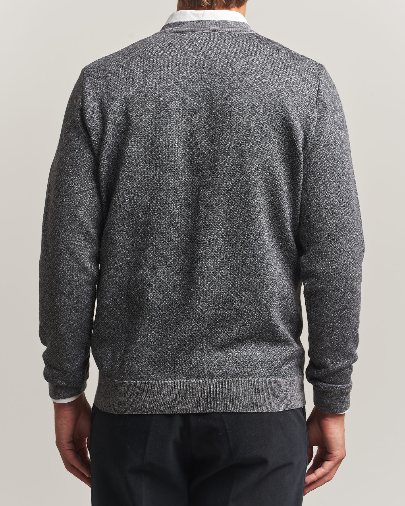 Herre | Gensere | Stenströms | Merino Jaquard Cardigan Dark Grey