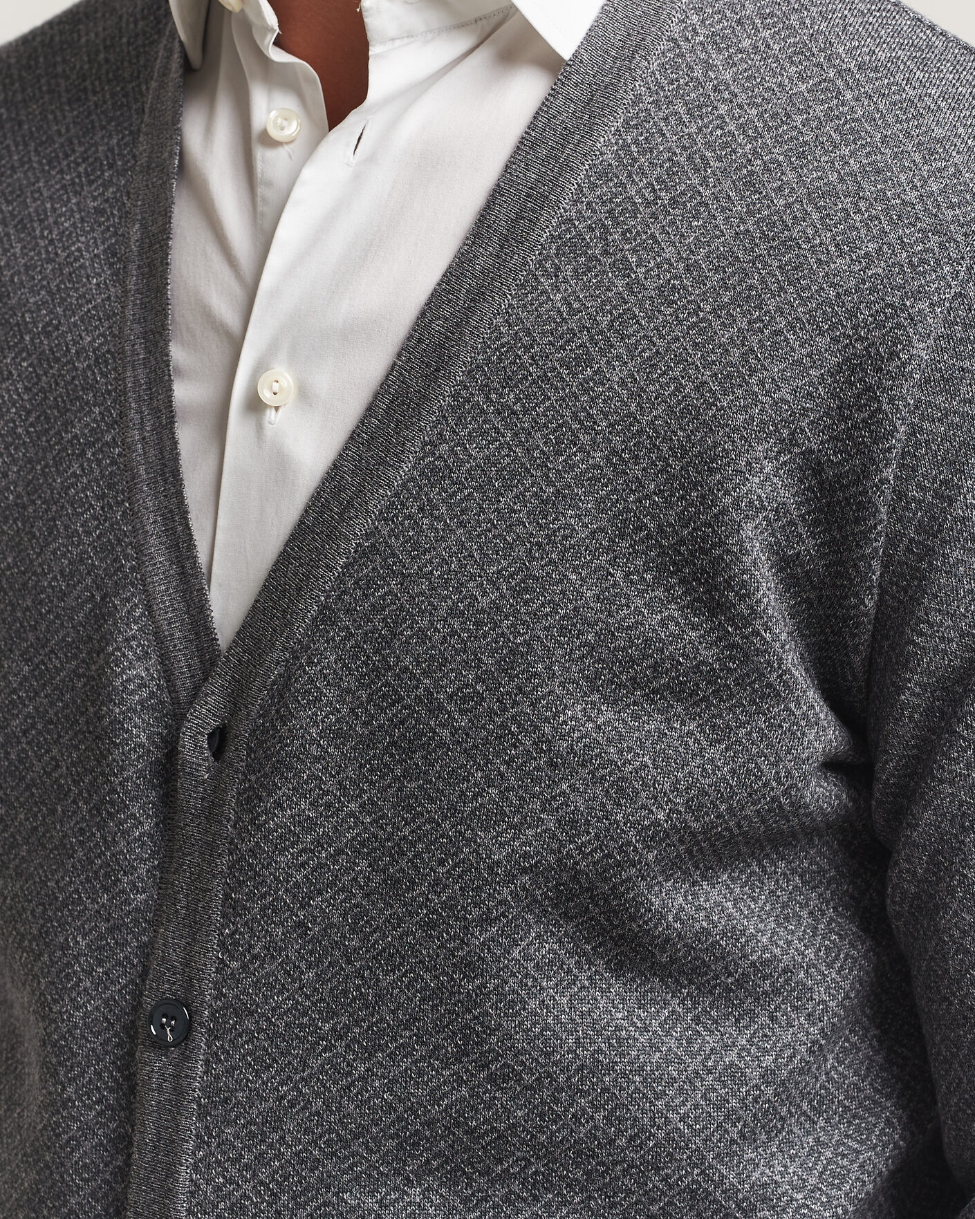 Herre | Gensere | Stenströms | Merino Jaquard Cardigan Dark Grey