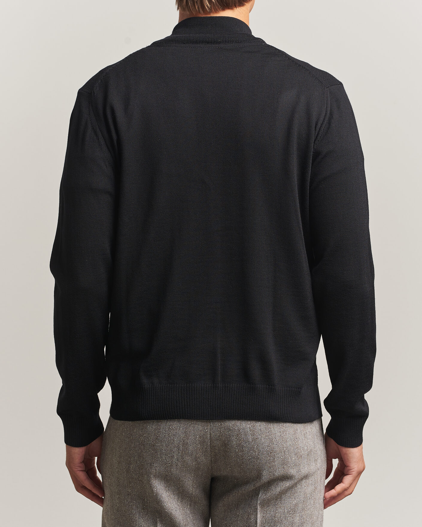 Herre | Gensere | Stenströms | Merino Herringbone Full Zip Black