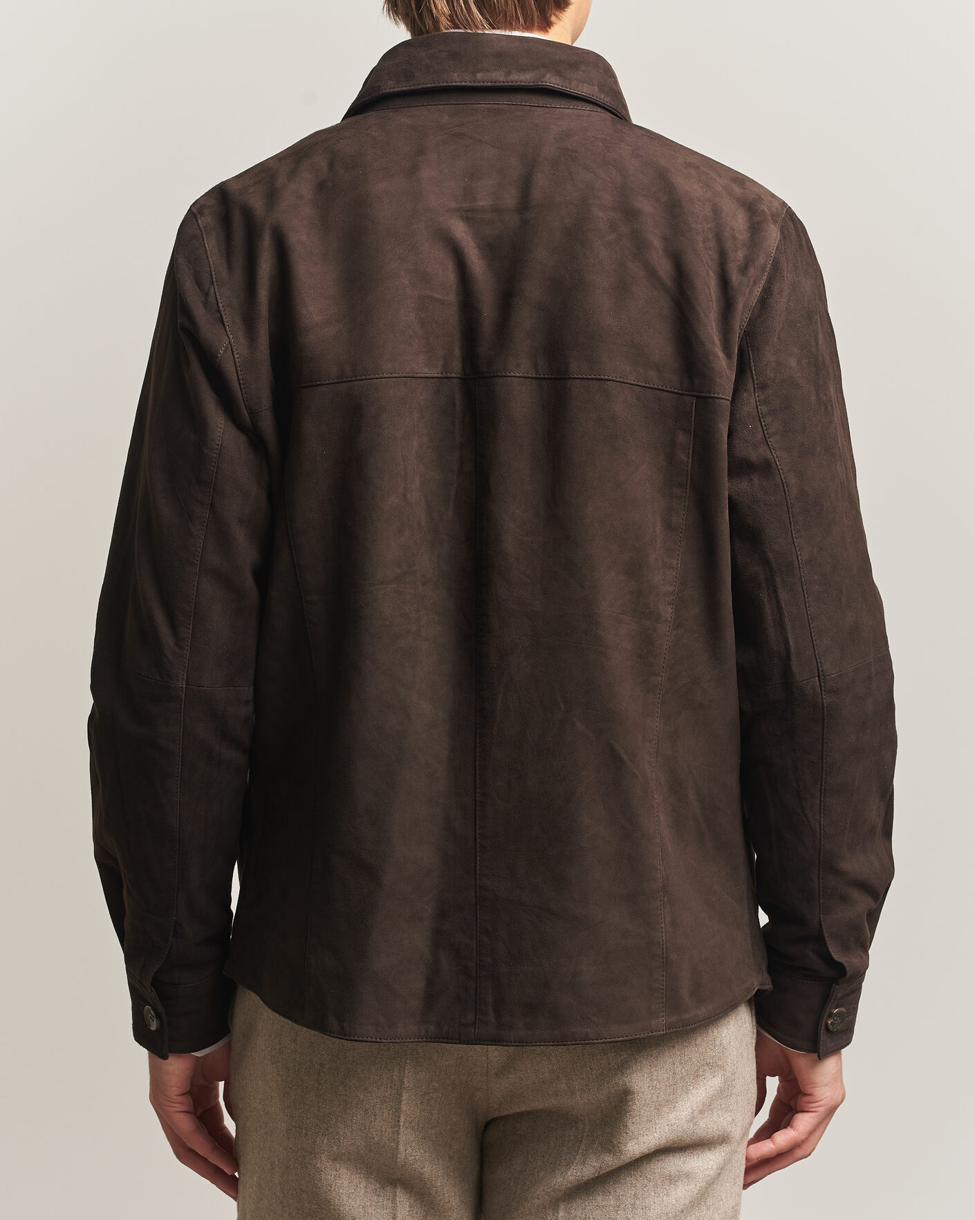 Herre | Skjorter | Stenströms | Goat Suede Overshirt Dark Brown