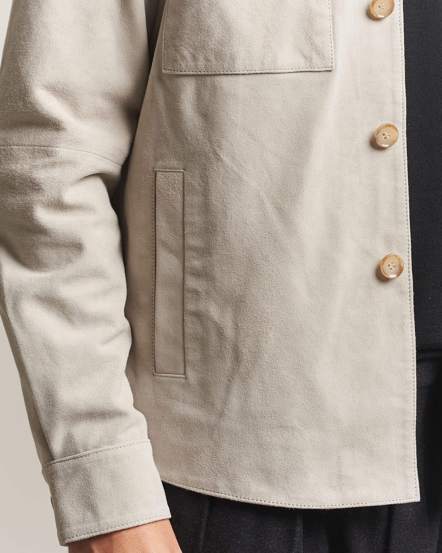 Herre | Skjorter | Stenströms | Goat Suede Overshirt Light Grey