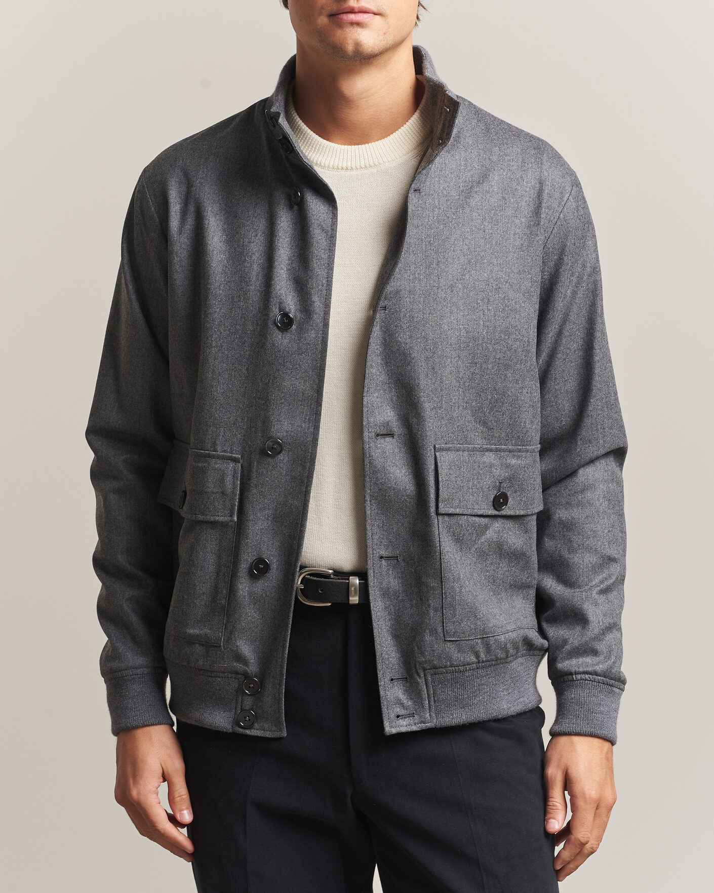 Herre | Jakker | Stenströms | Flannel Bomber Jacket Grey