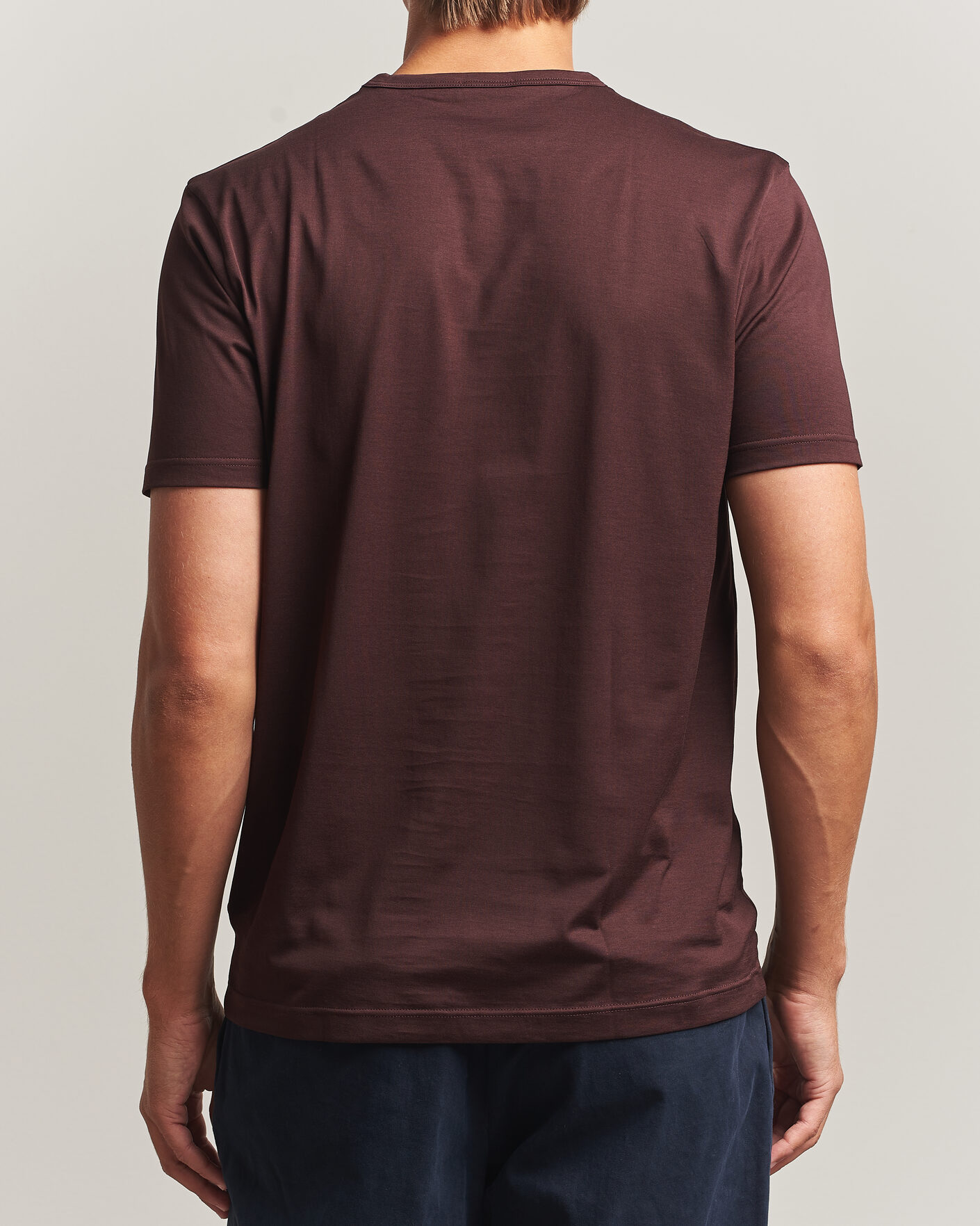 Herre | T-Shirts | Sunspel | Crew Neck Q82 Cotton T-Shirt Dark Brown