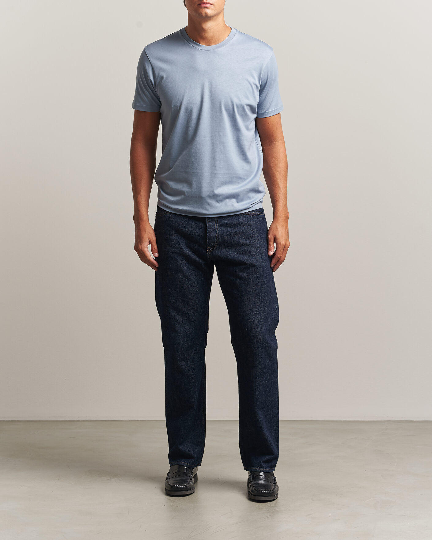 Herre | T-Shirts | Sunspel | Riviera Midweight T-Shirt Powder Blue