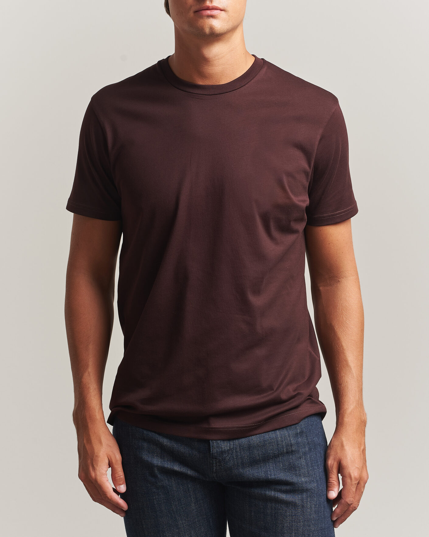 Herre | T-Shirts | Sunspel | Riviera Midweight T-Shirt Dark Brown