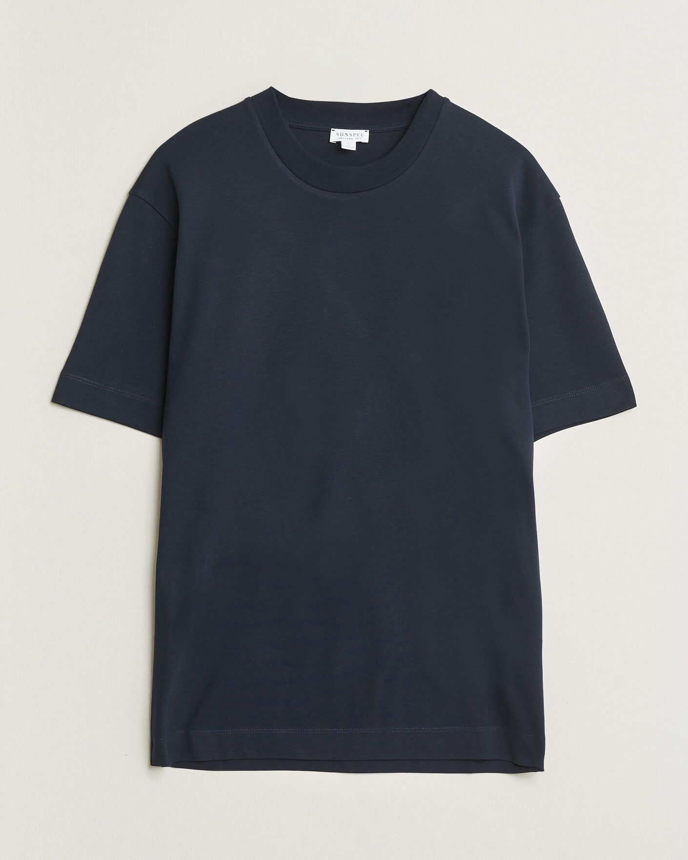 Herre | T-Shirts | Sunspel | Heavy Weight Supima Cotton T-Shirt Midnight Navy