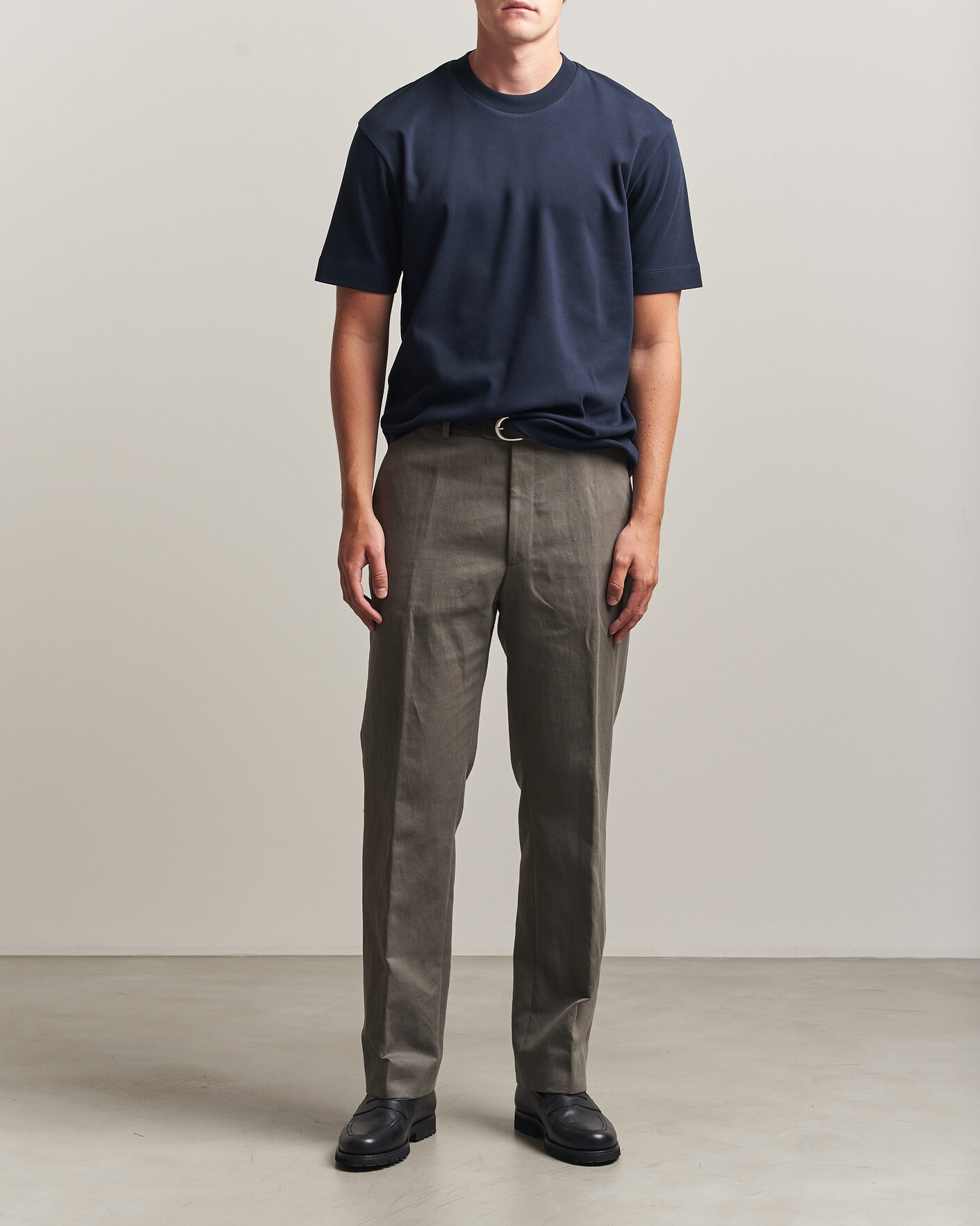 Herre | T-Shirts | Sunspel | Heavy Weight Supima Cotton T-Shirt Midnight Navy