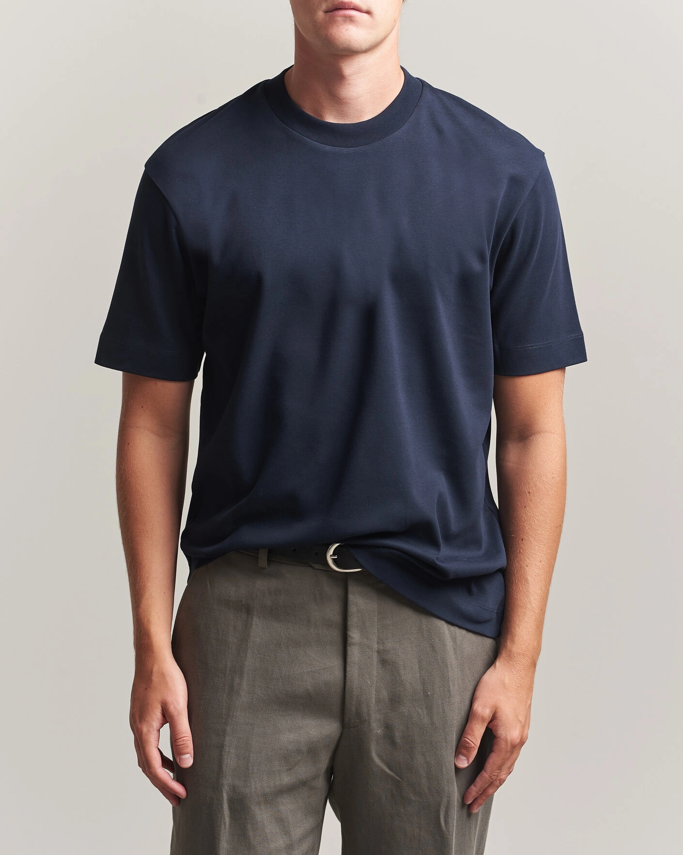 Herre | T-Shirts | Sunspel | Heavy Weight Supima Cotton T-Shirt Midnight Navy