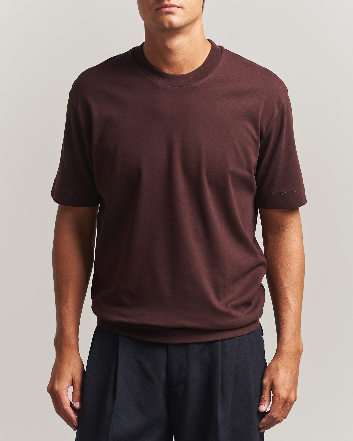 Herre | T-Shirts | Sunspel | Heavy Weight Supima Cotton T-Shirt Dark Brown