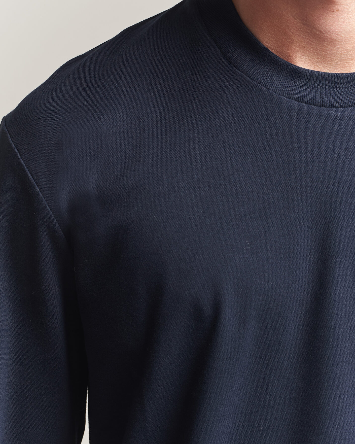 Herre | T-Shirts | Sunspel | Heavy Weight Supima Cotton Long Sleeve T-Shirt Navy