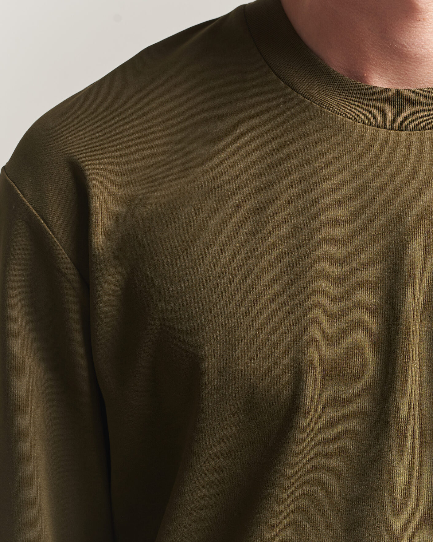 Herre | T-Shirts | Sunspel | Heavy Weight Supima Cotton Long Sleeve T-Shirt Green