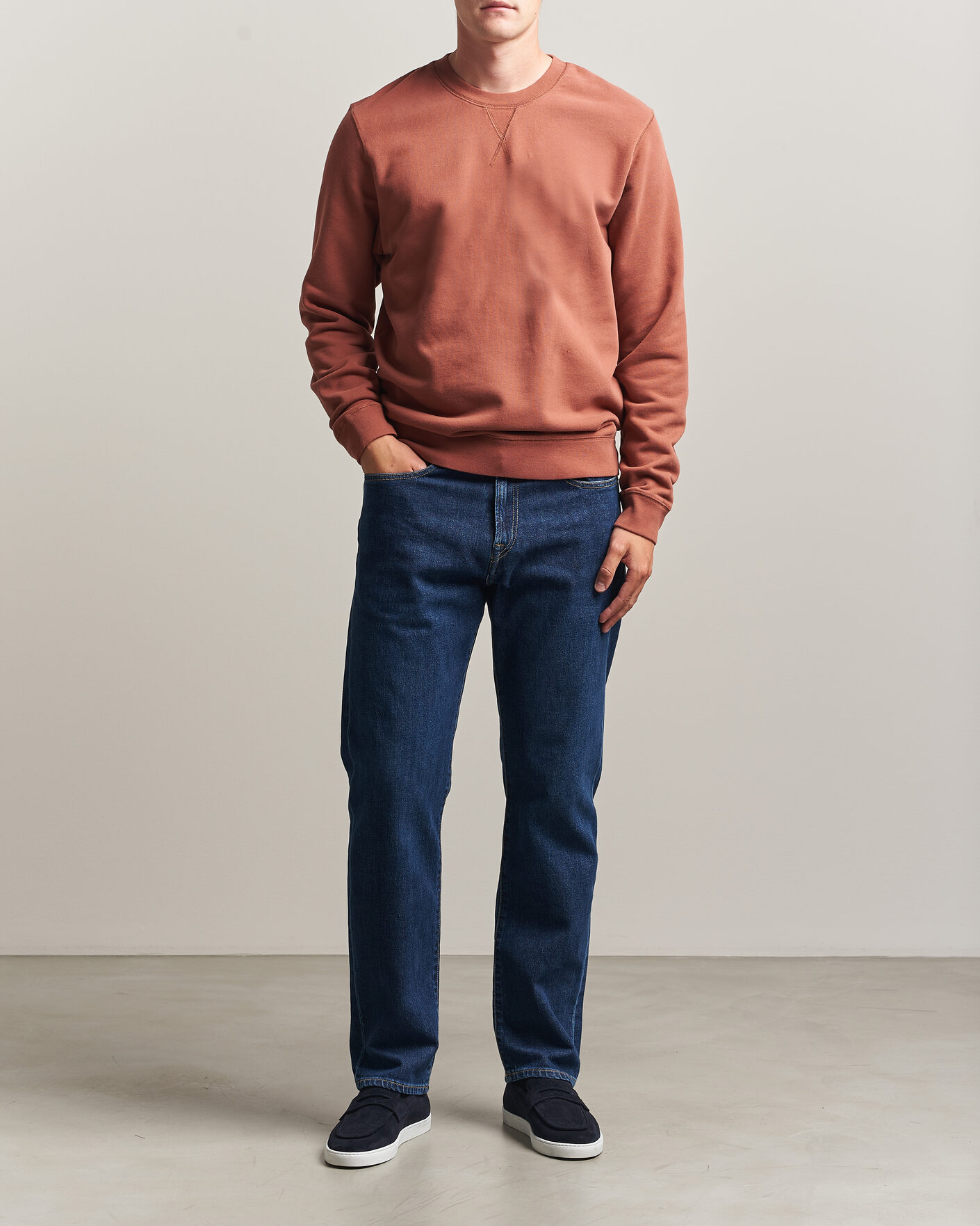 Herre | Gensere | Sunspel | Loopback Sweatshirt Dark Tabacco