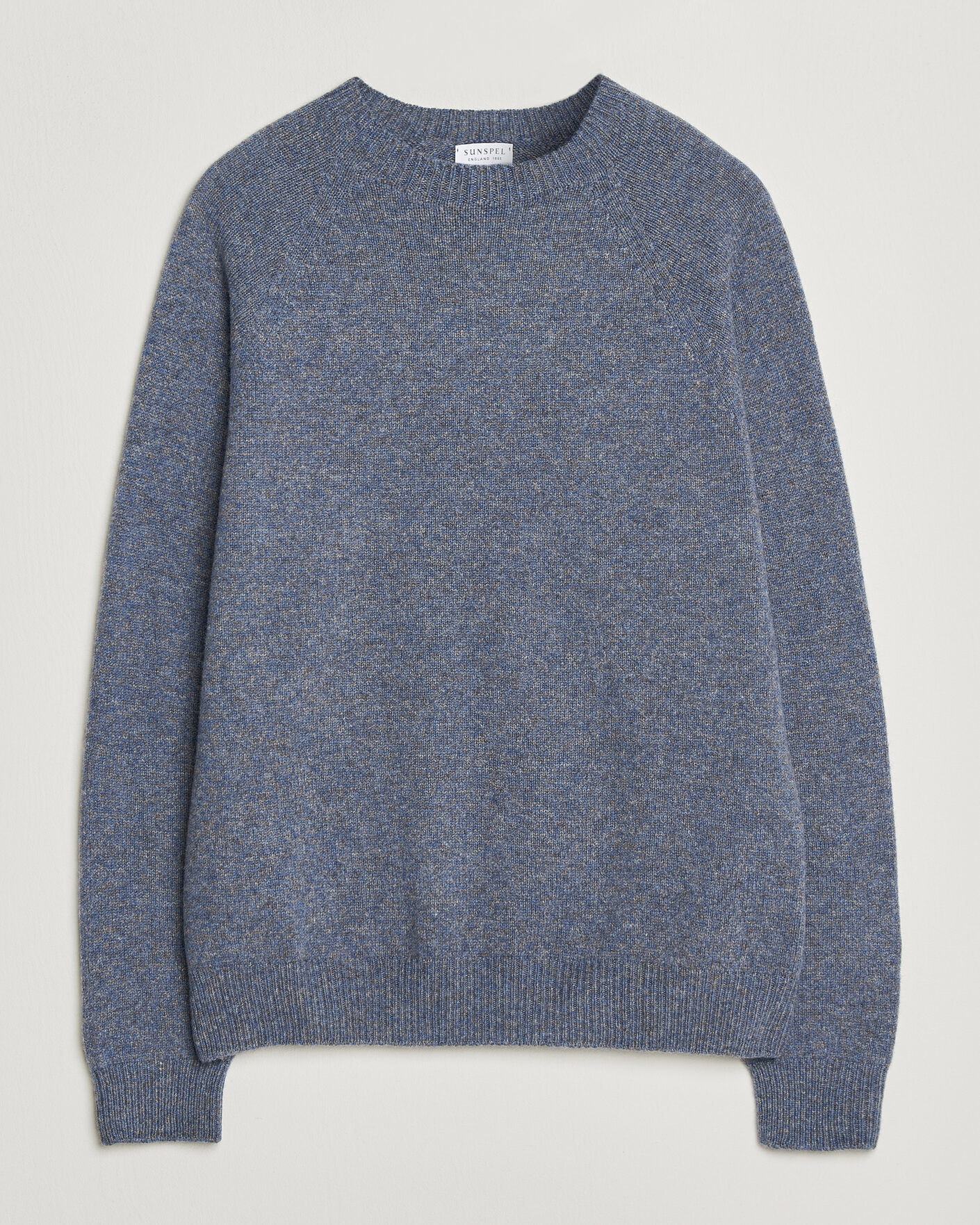 Herre | Gensere | Sunspel | Lambswool Crew Neck Denim Twist