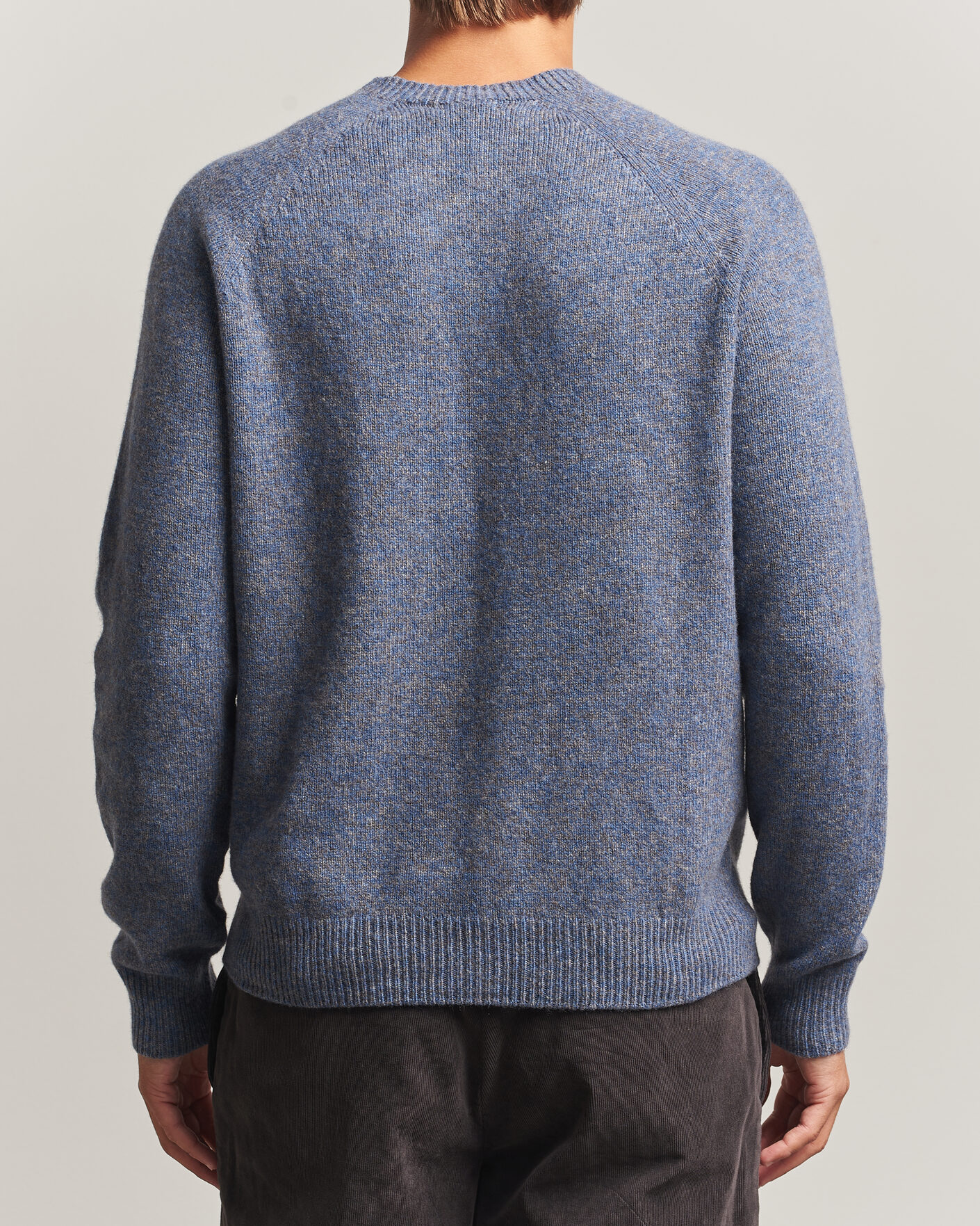 Herre | Gensere | Sunspel | Lambswool Crew Neck Denim Twist