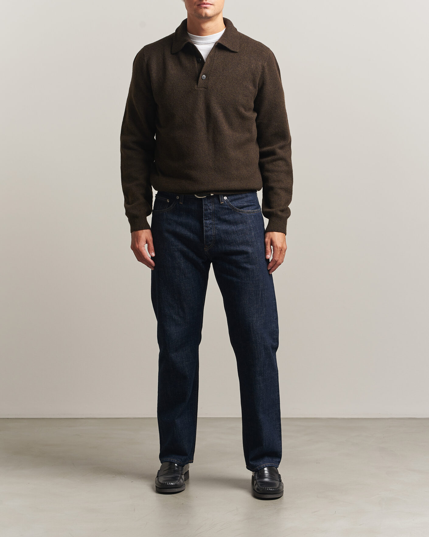 Herre | Gensere | Sunspel | Lambswool Poloshirt Loden Twist