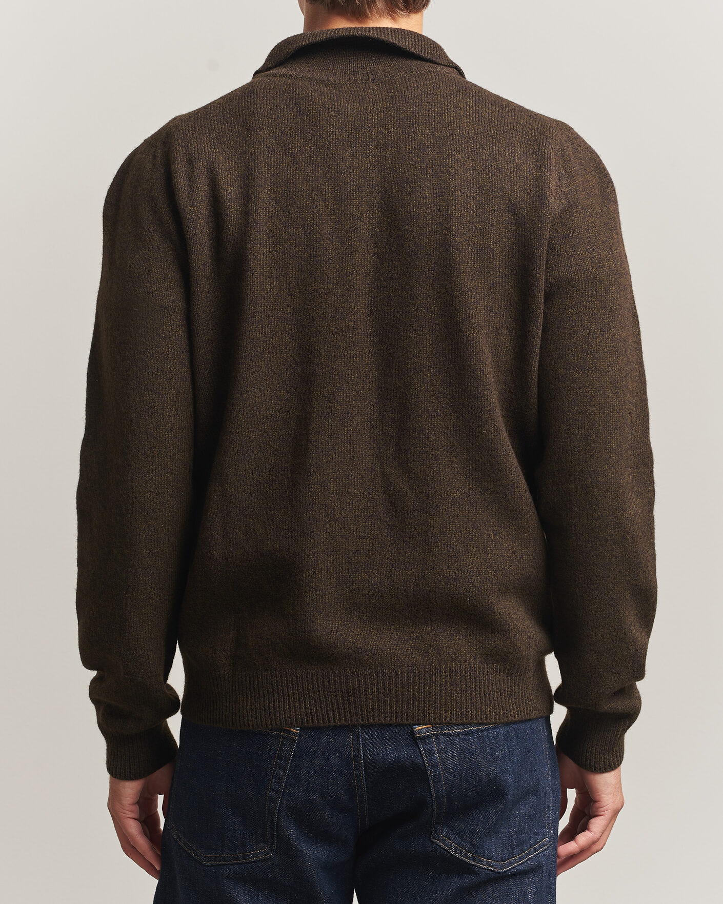 Herre | Gensere | Sunspel | Lambswool Poloshirt Loden Twist