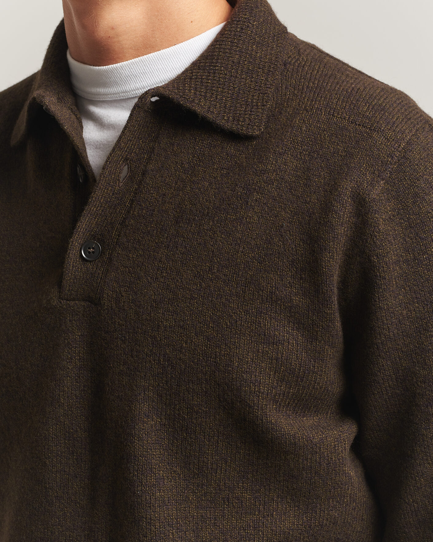 Herre | Gensere | Sunspel | Lambswool Poloshirt Loden Twist