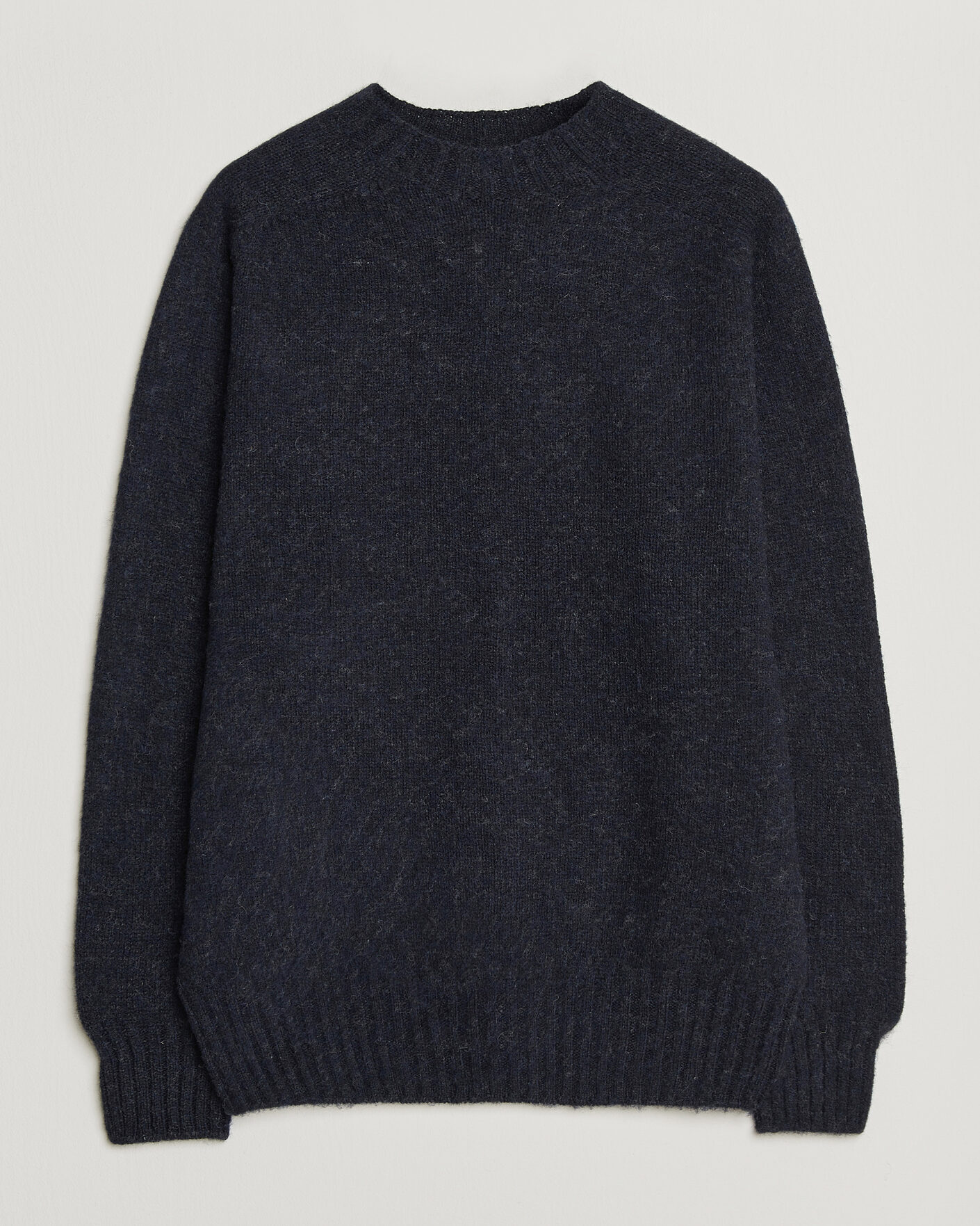 Herre | Gensere | Sunspel | Brushed Shetland Crew Neck Dark Navy