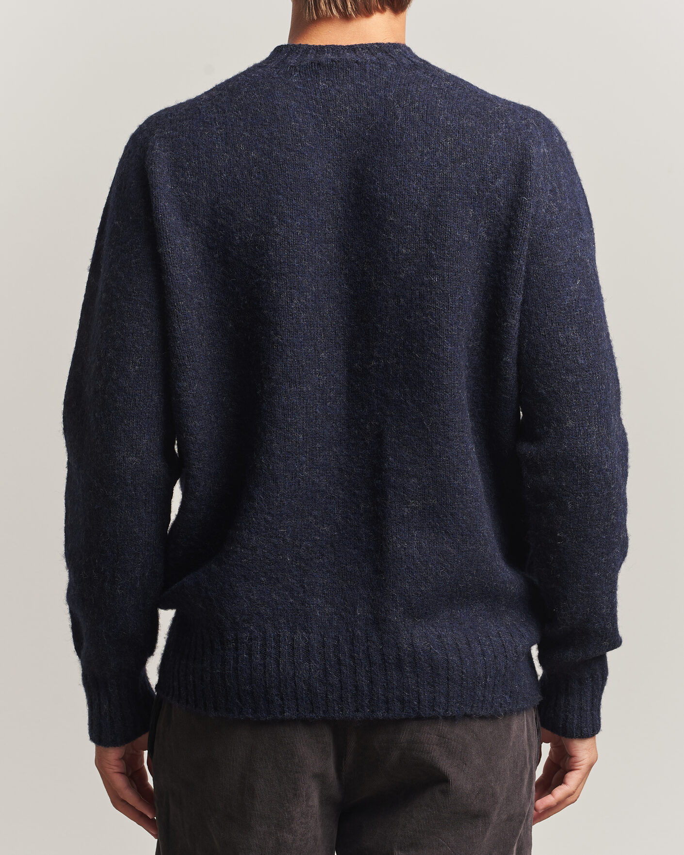 Herre | Gensere | Sunspel | Brushed Shetland Crew Neck Dark Navy