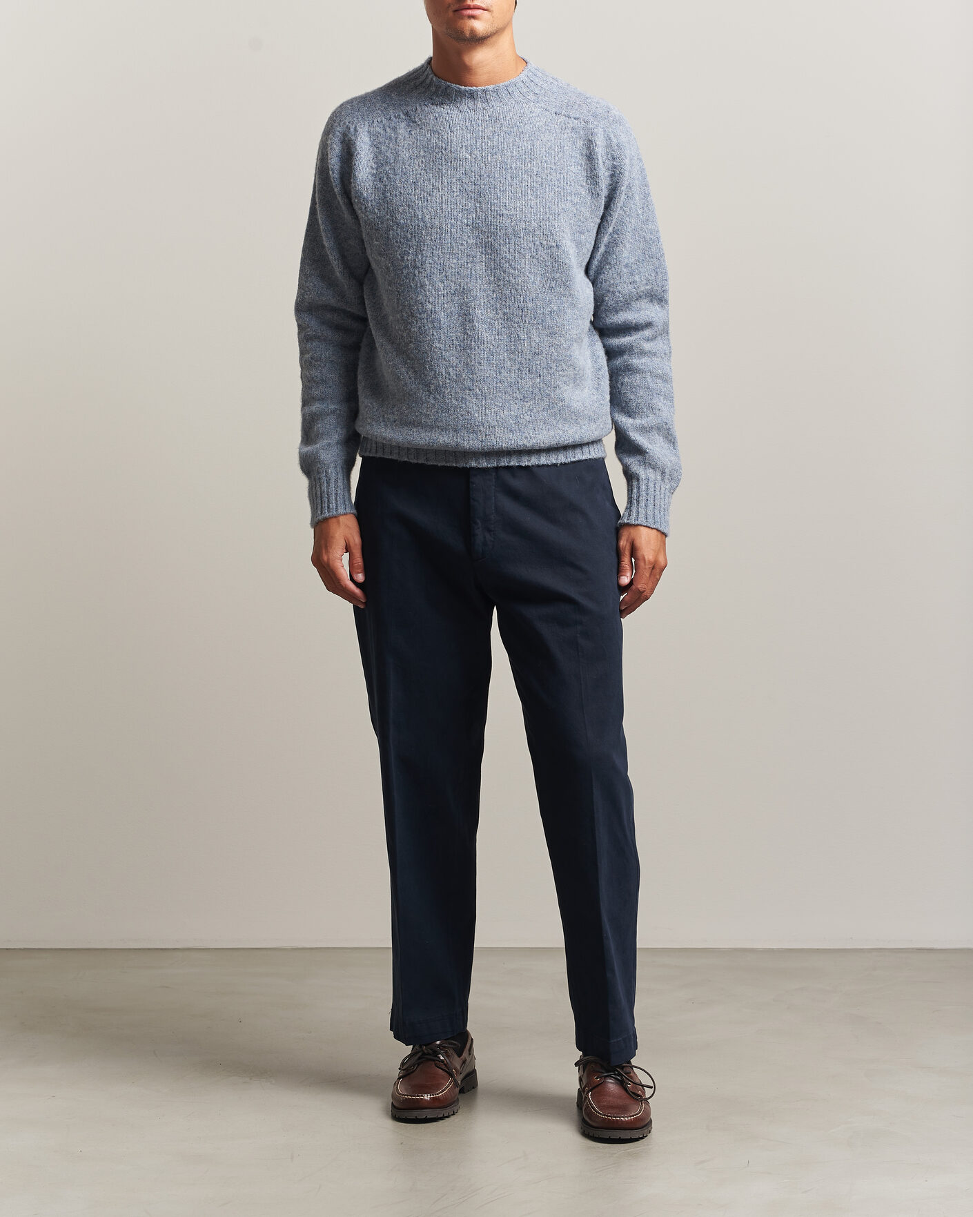 Herre | Gensere | Sunspel | Brushed Shetland Crew Neck Powder Blue