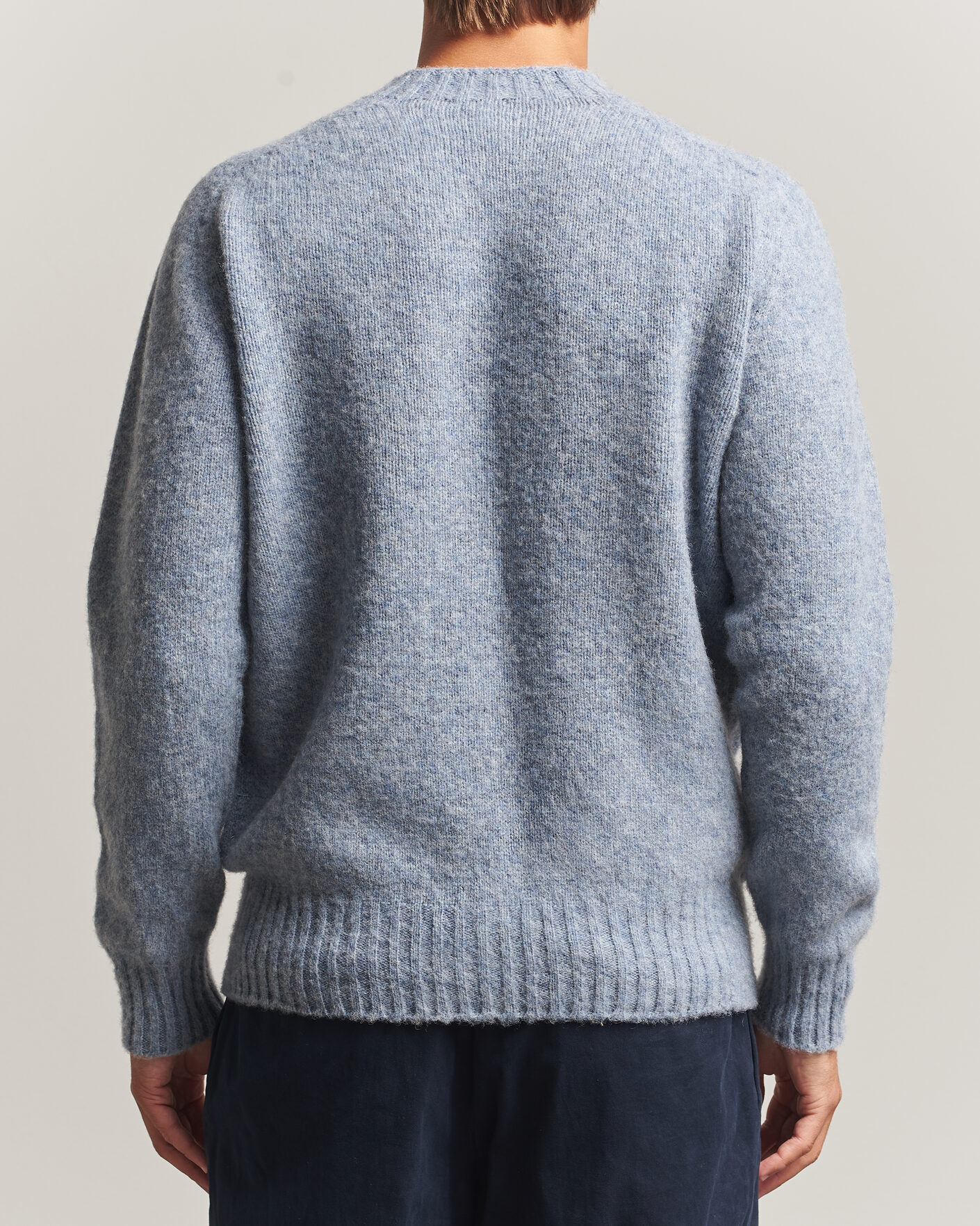 Herre | Gensere | Sunspel | Brushed Shetland Crew Neck Powder Blue
