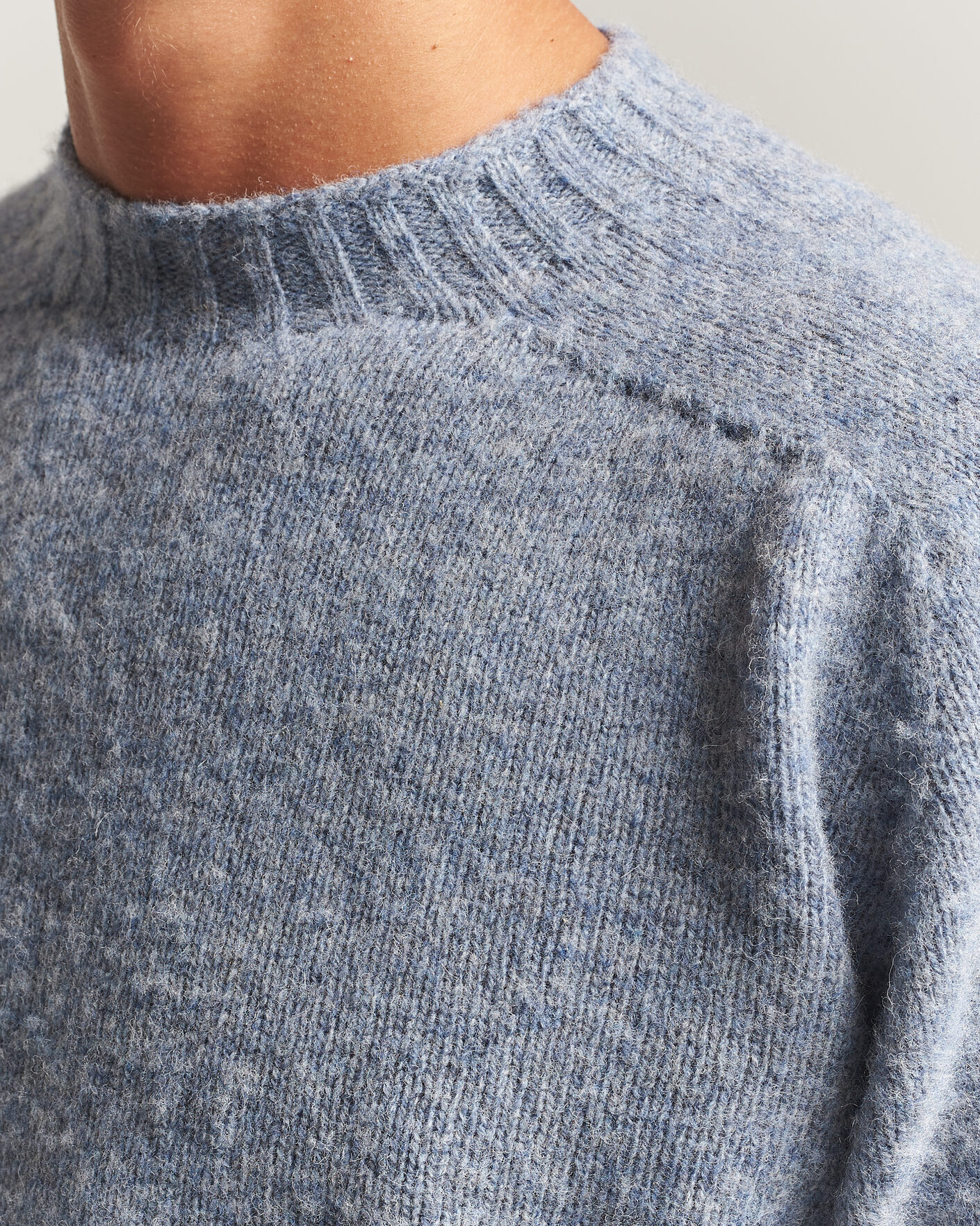 Herre | Gensere | Sunspel | Brushed Shetland Crew Neck Powder Blue