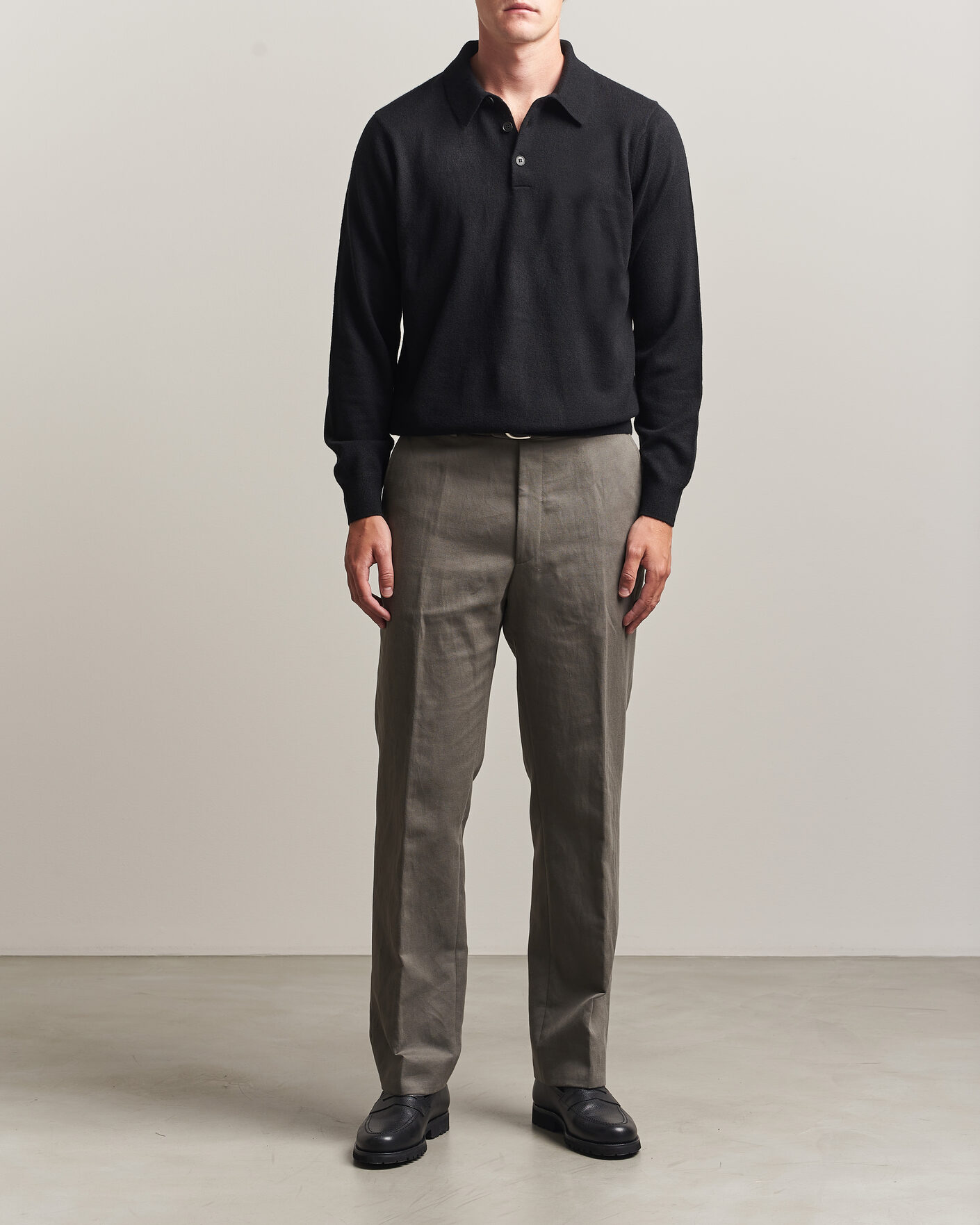 Herre | Gensere | Sunspel | Cashmere Polo Black
