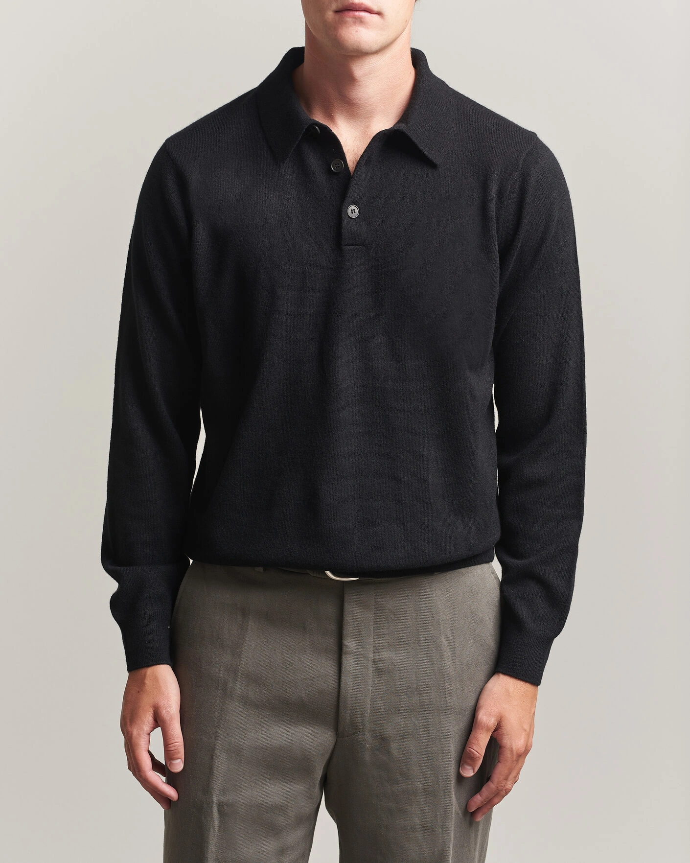 Herre | Gensere | Sunspel | Cashmere Polo Black