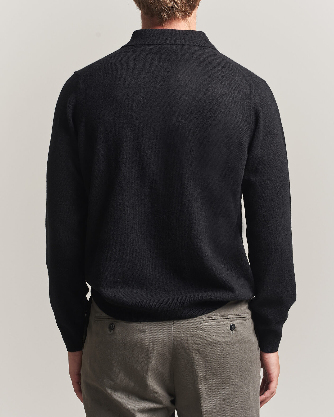 Herre | Gensere | Sunspel | Cashmere Polo Black