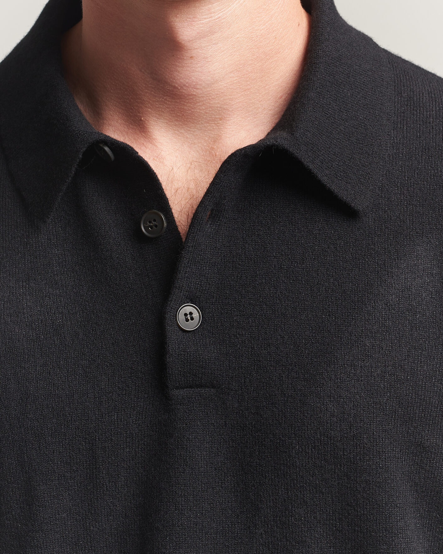 Herre | Gensere | Sunspel | Cashmere Polo Black